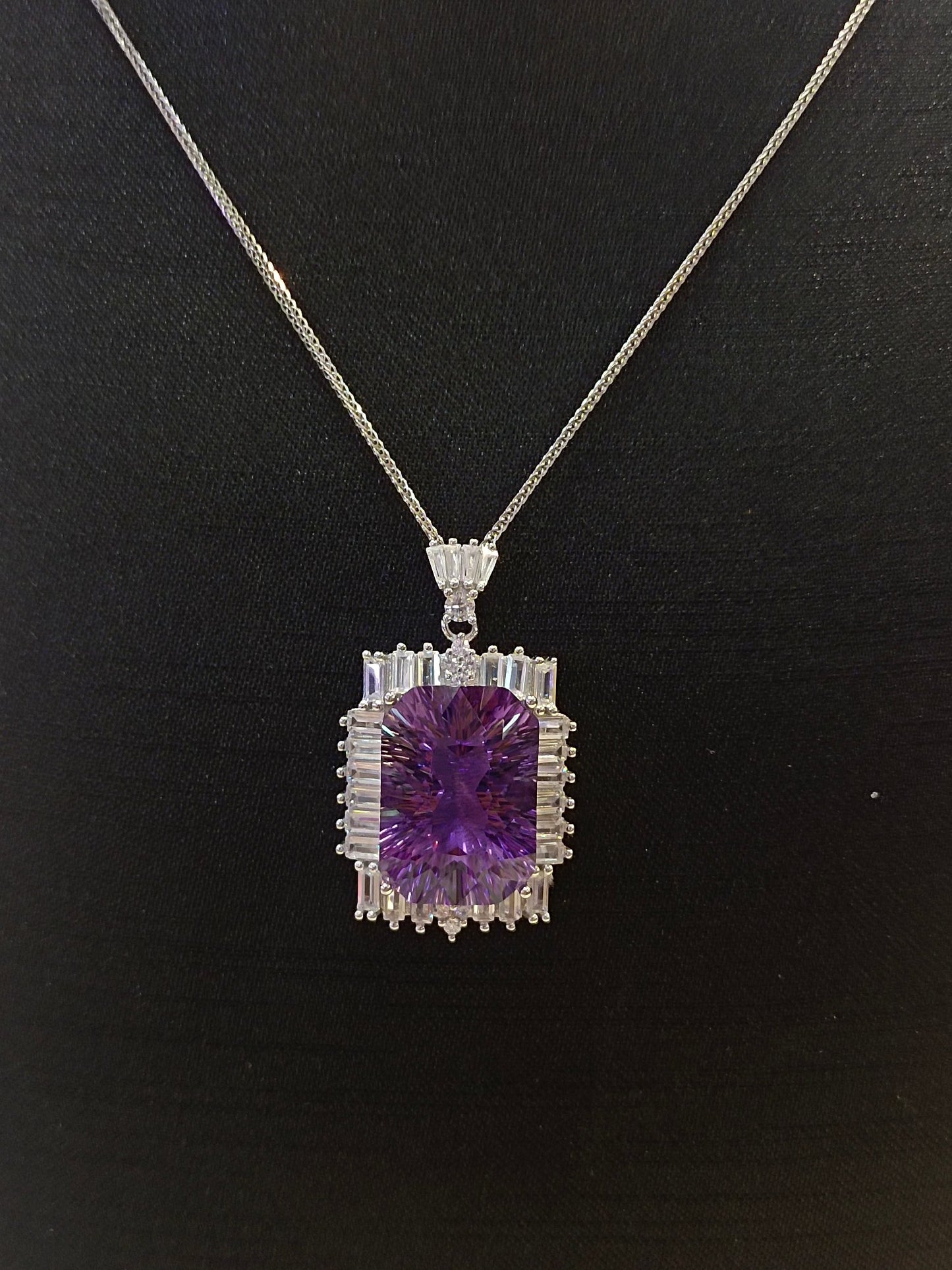 Luxurious Natural Purple Amethyst Square Pendant - Jewelry of Mystery and Elegance