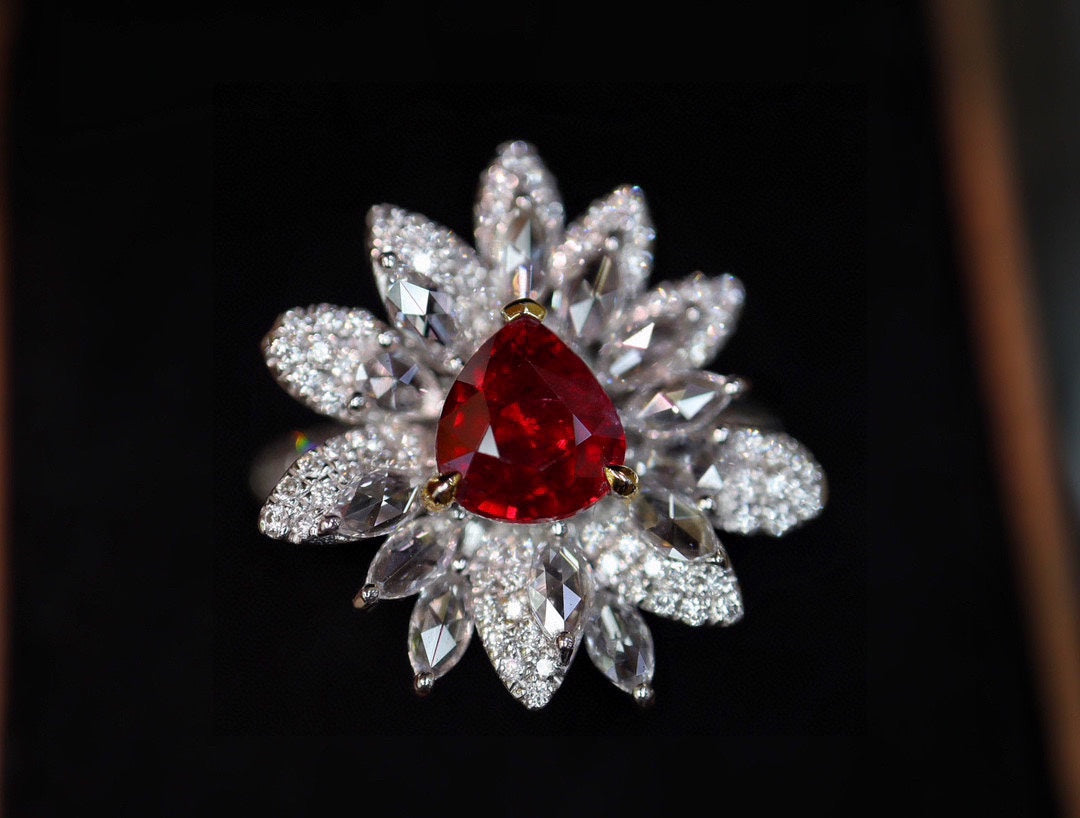 Cincin Delima Tidak Dipanaskan Indah - Barang Kemas Merah Darah Merpati