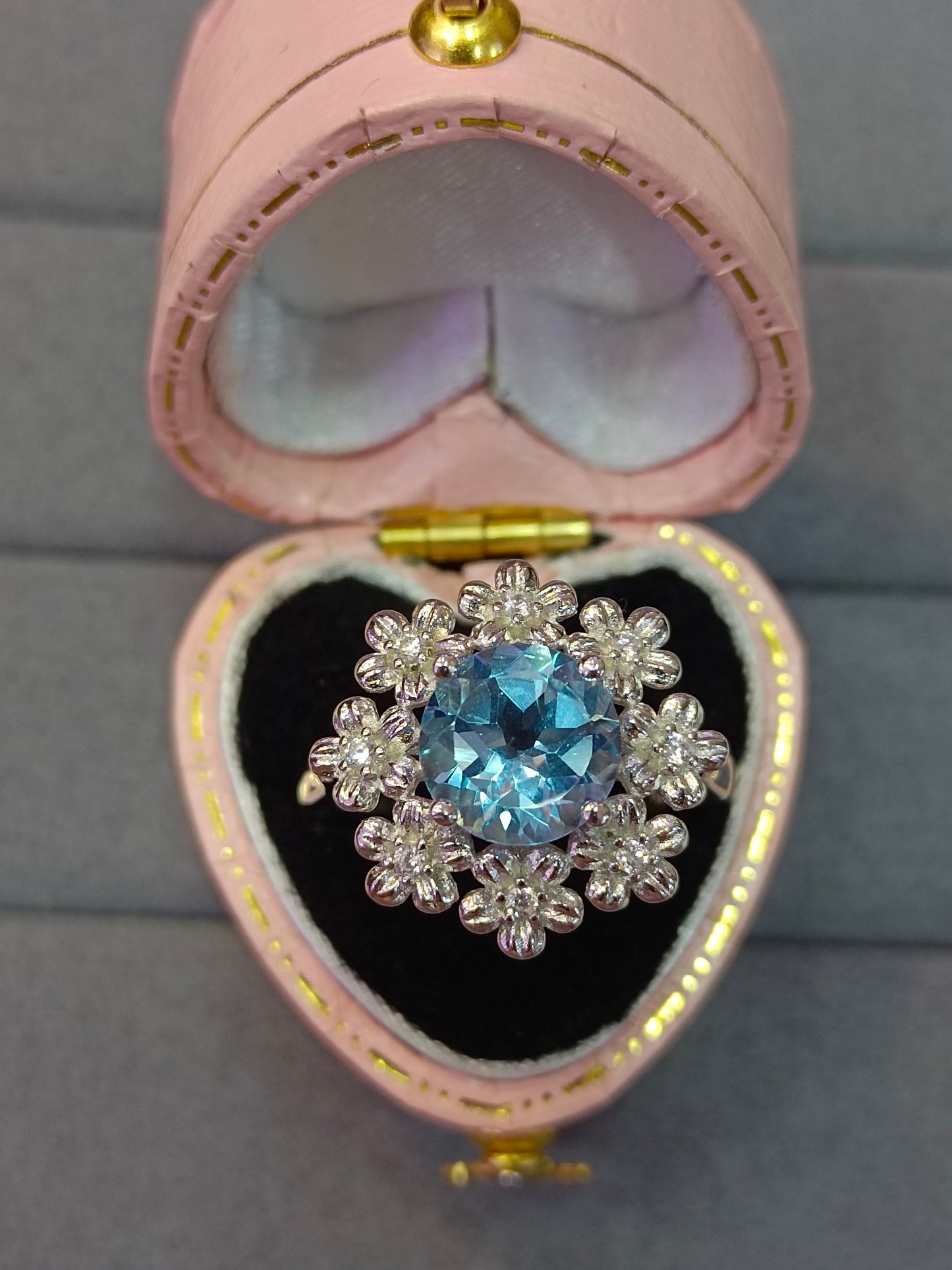 Anello in argento S925 con fiori ricchi di topazio squisito - Gioielli eleganti