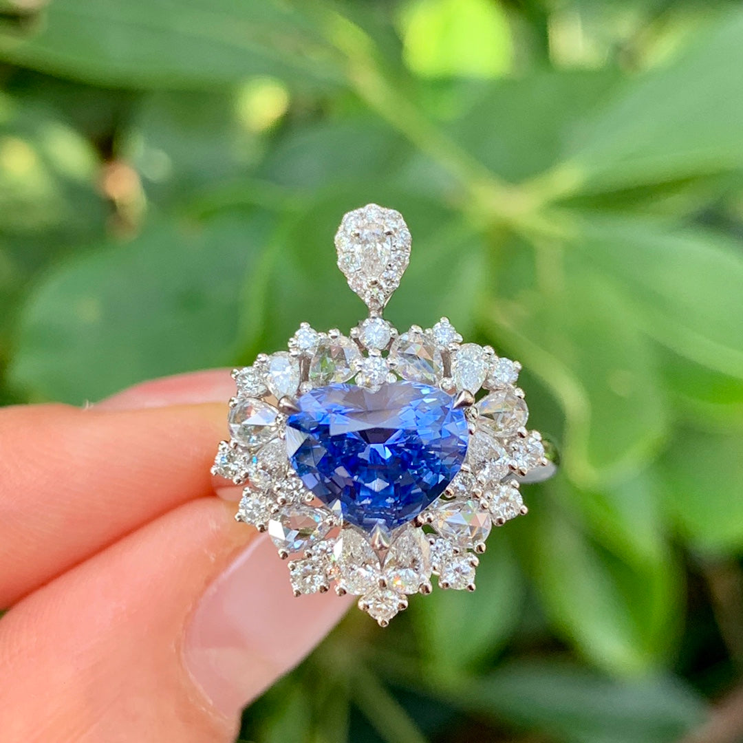 Nytt: 3.04ct blåklint blå safir smycken med dubbla användningsområden