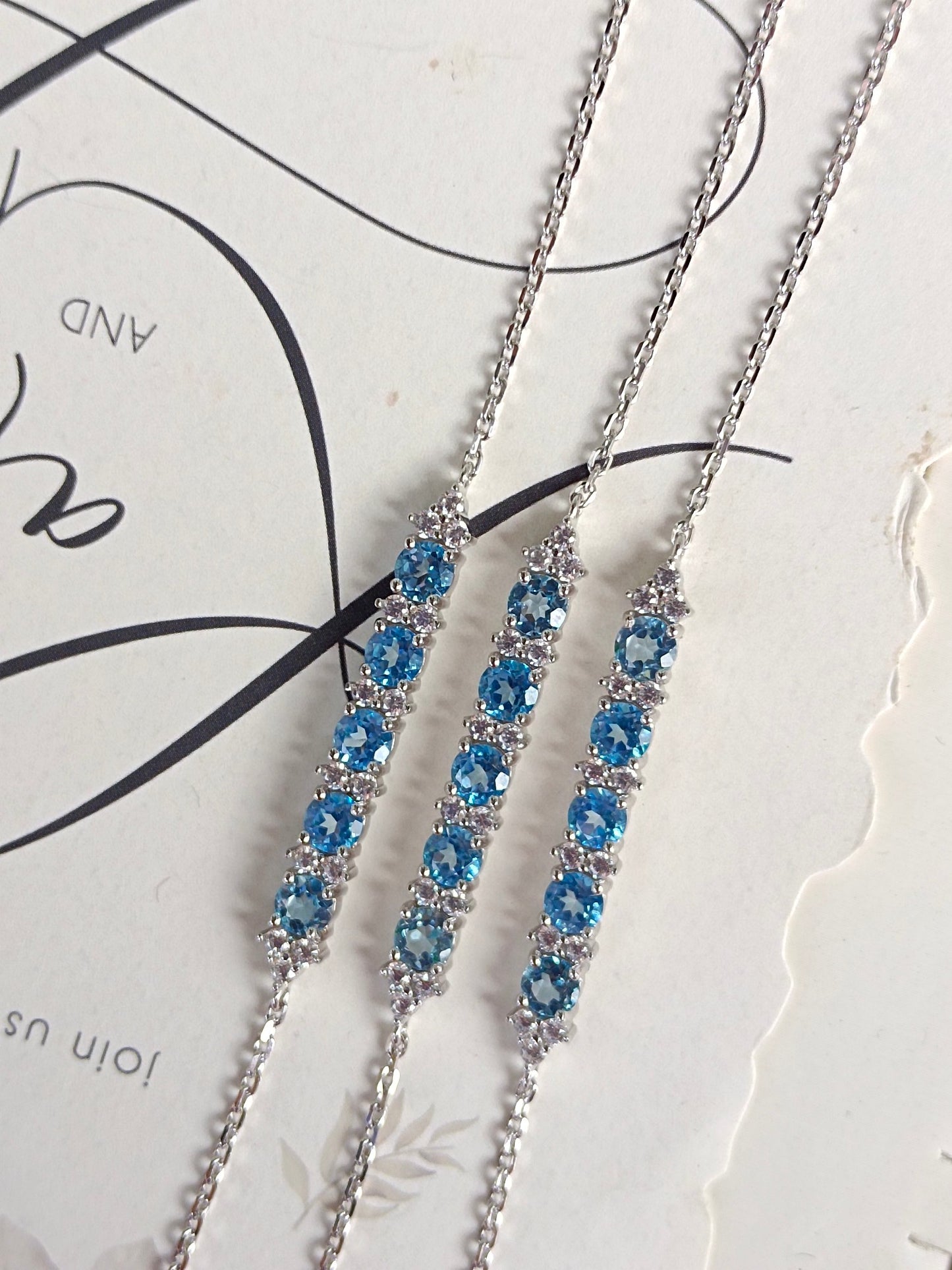 Brățară de bijuterii cu topaz albastru elvețian natural
