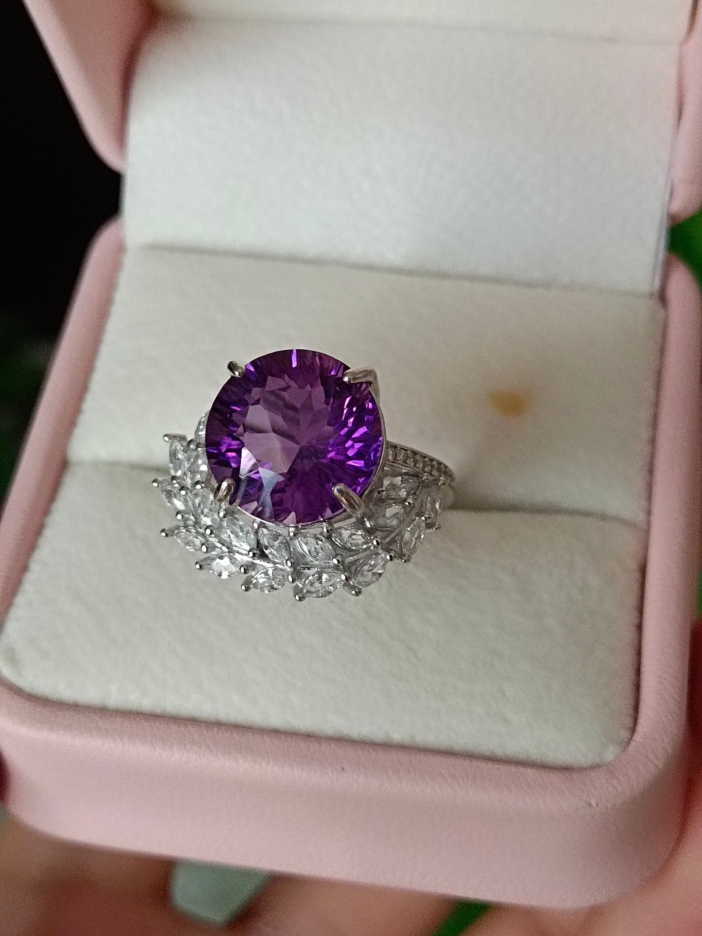 Natürlicher Amethyst-Weizen-Spike-Ring – exquisiter Schmuck für Eleganz und Wohlstand