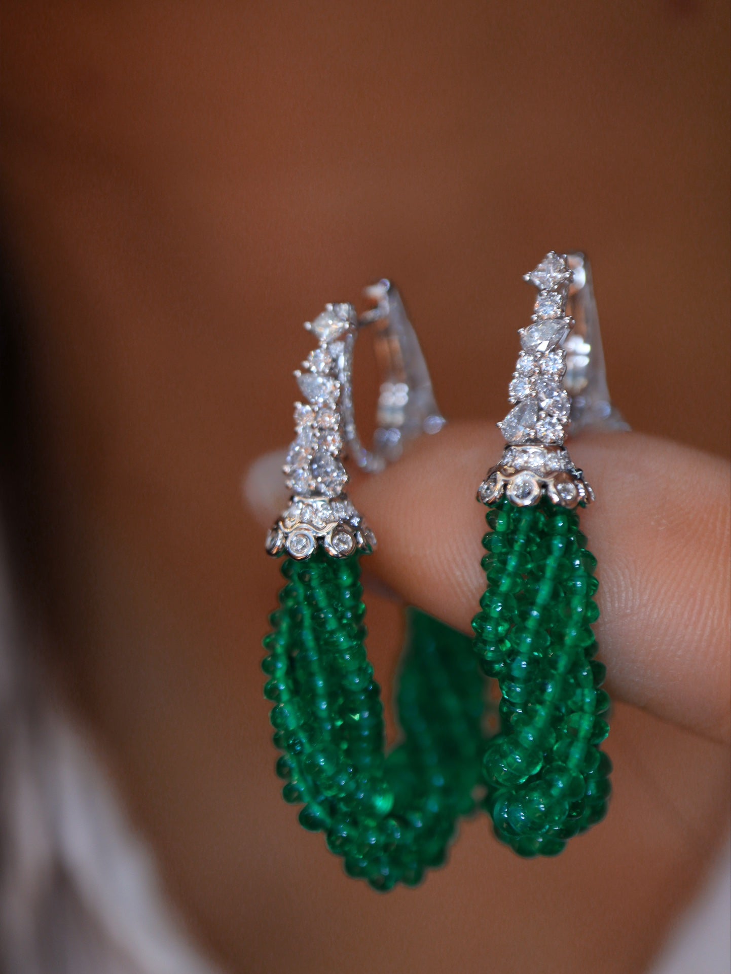 Limited Edition Emerald Beaded Earrings - High-End Jewelry