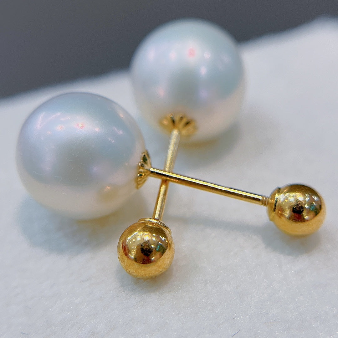 Elegant 18k Gold & 9-10mm Natural Freshwater Pearl Jewelry
