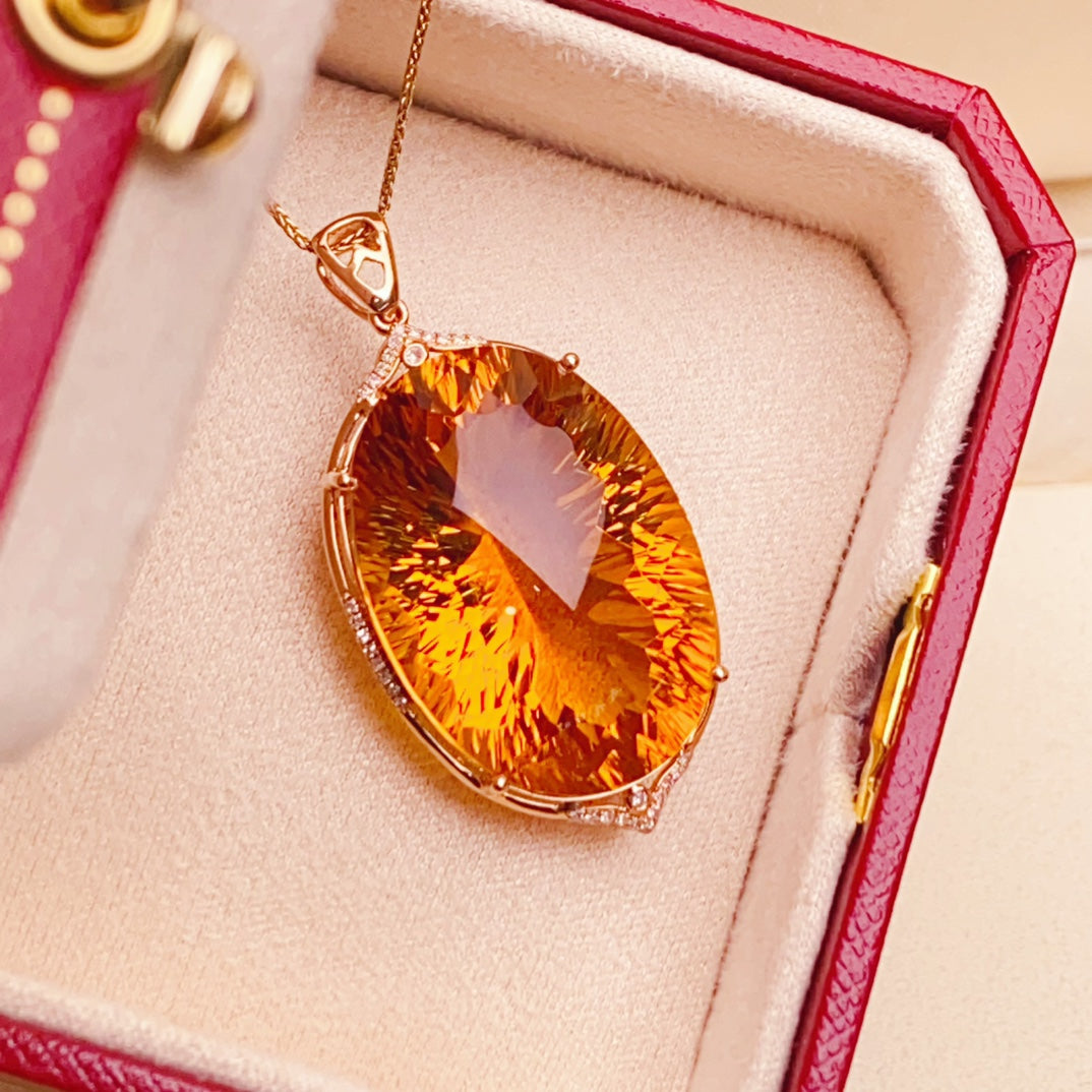 Radiant Sun-Like Yellow Citrine Pendant Jewelry