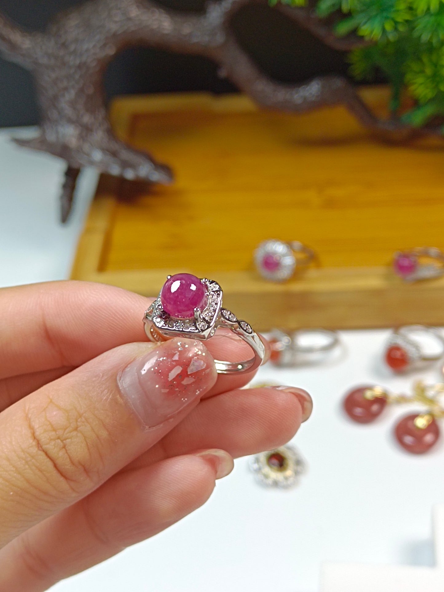 S925 Silver Ruby Ring - Uoppvarmet og uoptimalisert store steinsmykker