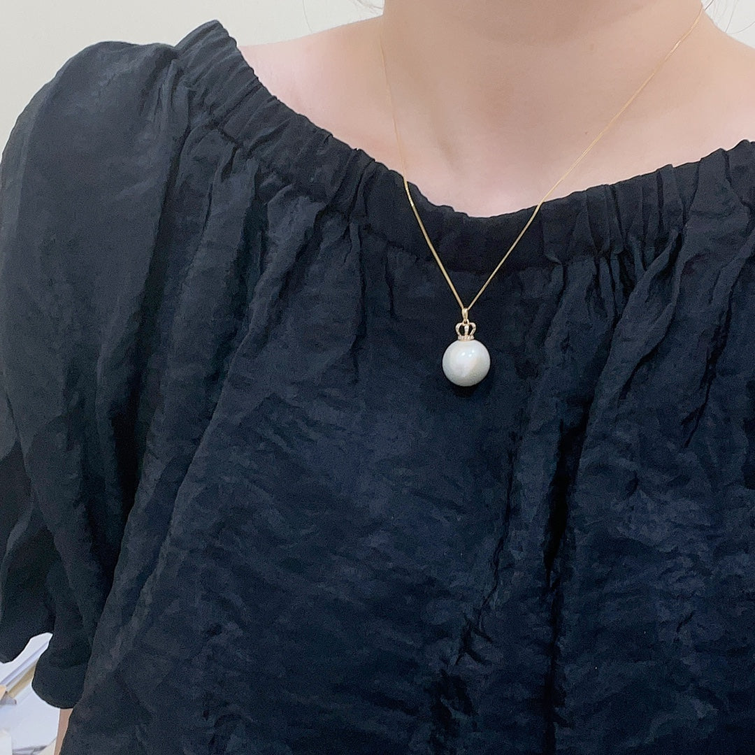 Elegant 18K guld diamanthänge med 15-16 mm Edison Pearl - utsökta smycken