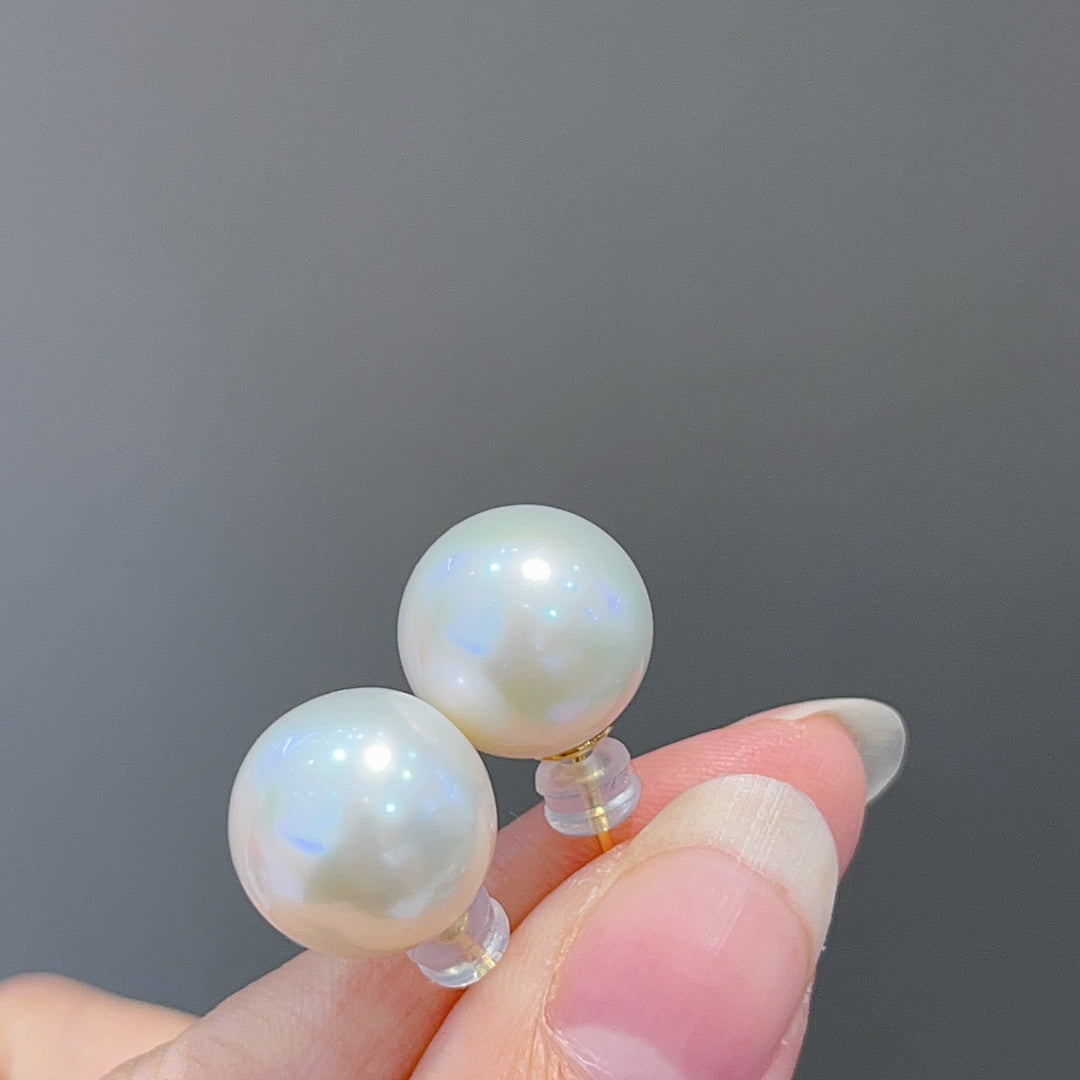 Elegant 18K Gold Thickened Stud Earrings with Edison Pearls - Jewelry for Every Occasion