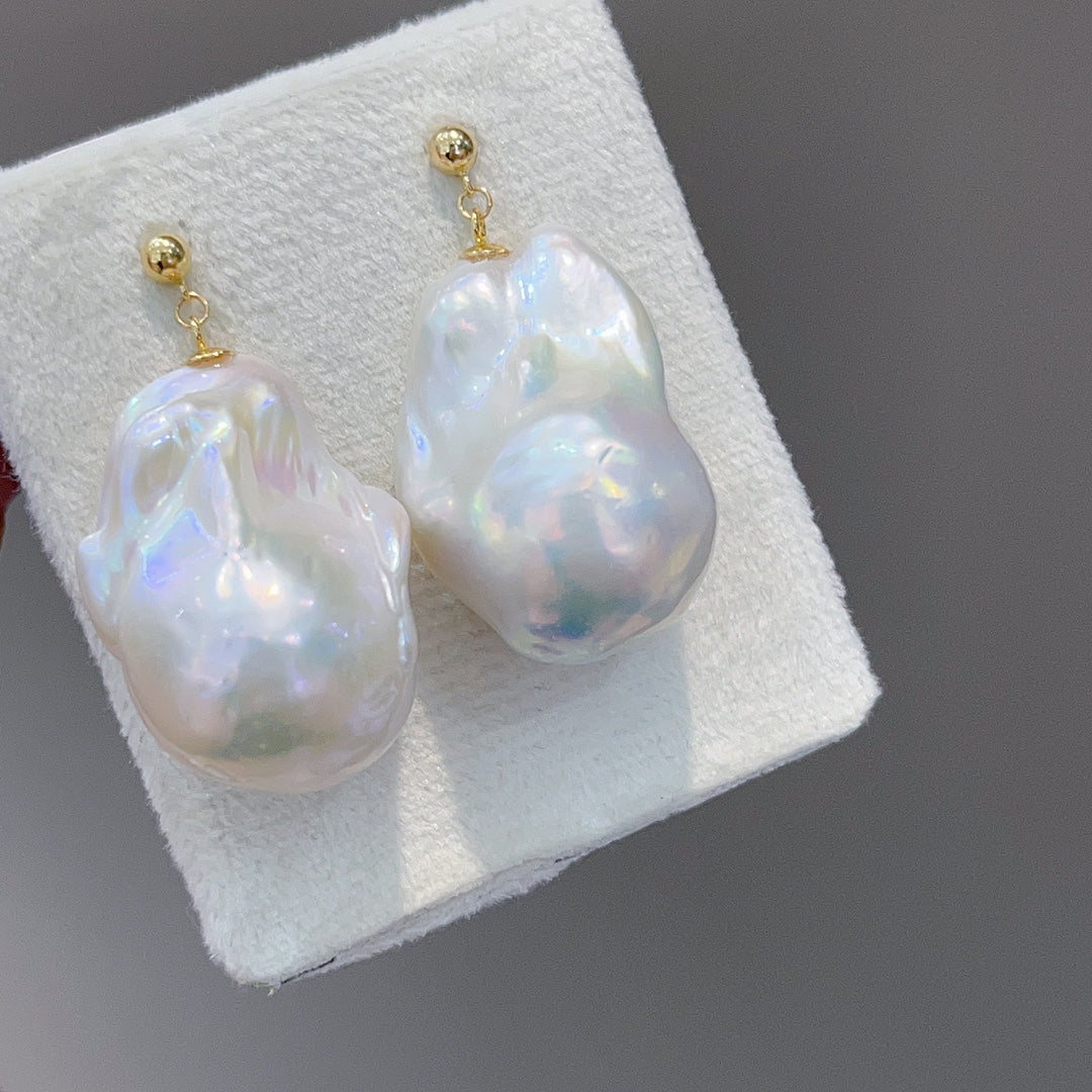 Bijoux en perles baroques d'eau douce naturelles de qualité supérieure intégrées en or 18 carats