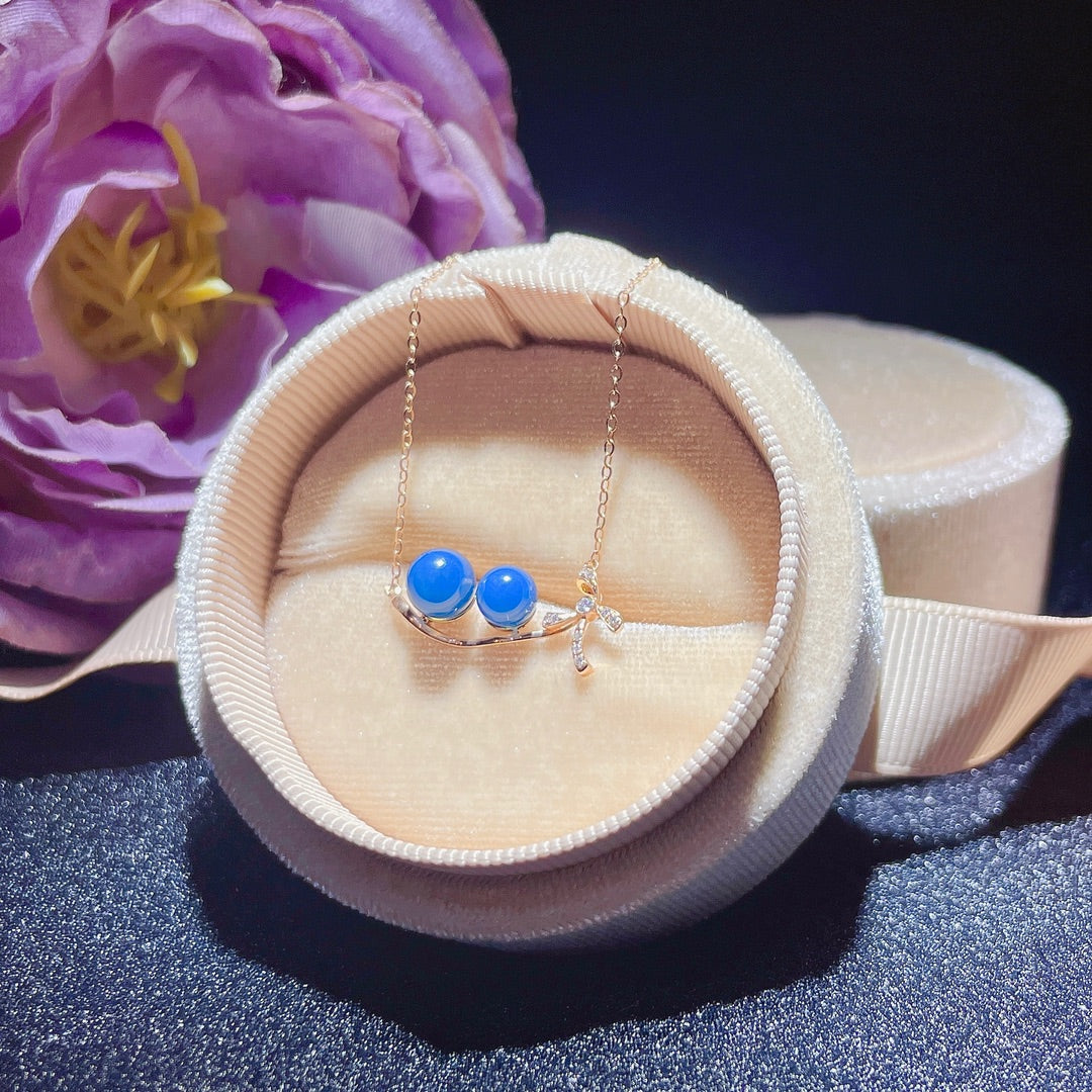 Pendentif en ambre bleu dominicain intégré en or 18 carats - Bijoux uniques