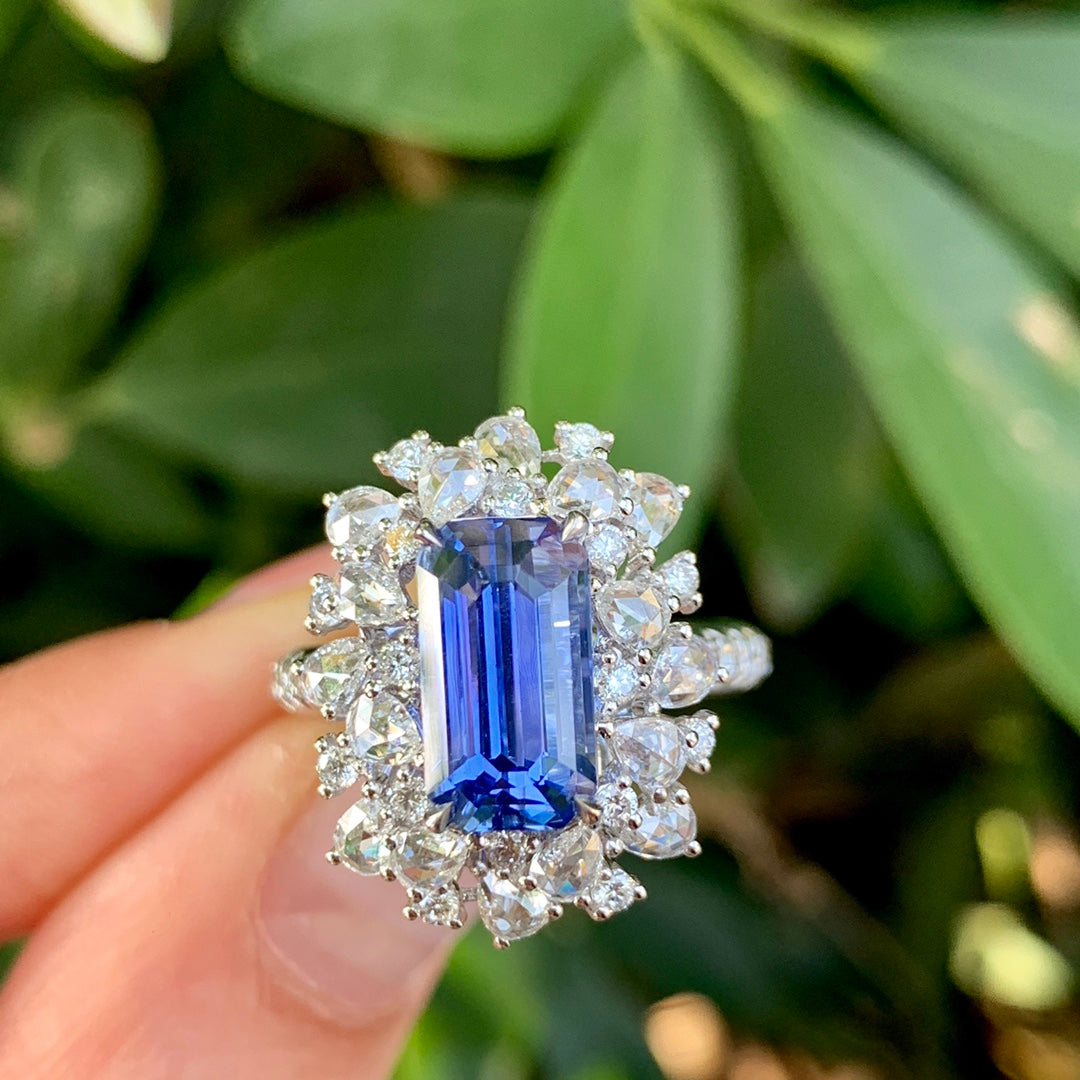 4.18ct kornblomst blå safir smykker med to formål