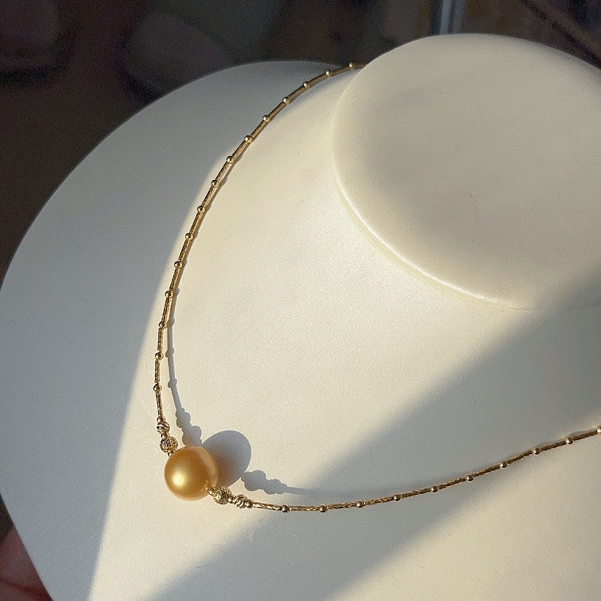 Luxe 18K gouden Zuidzee gouden parelketting - sieraden voor elegantie