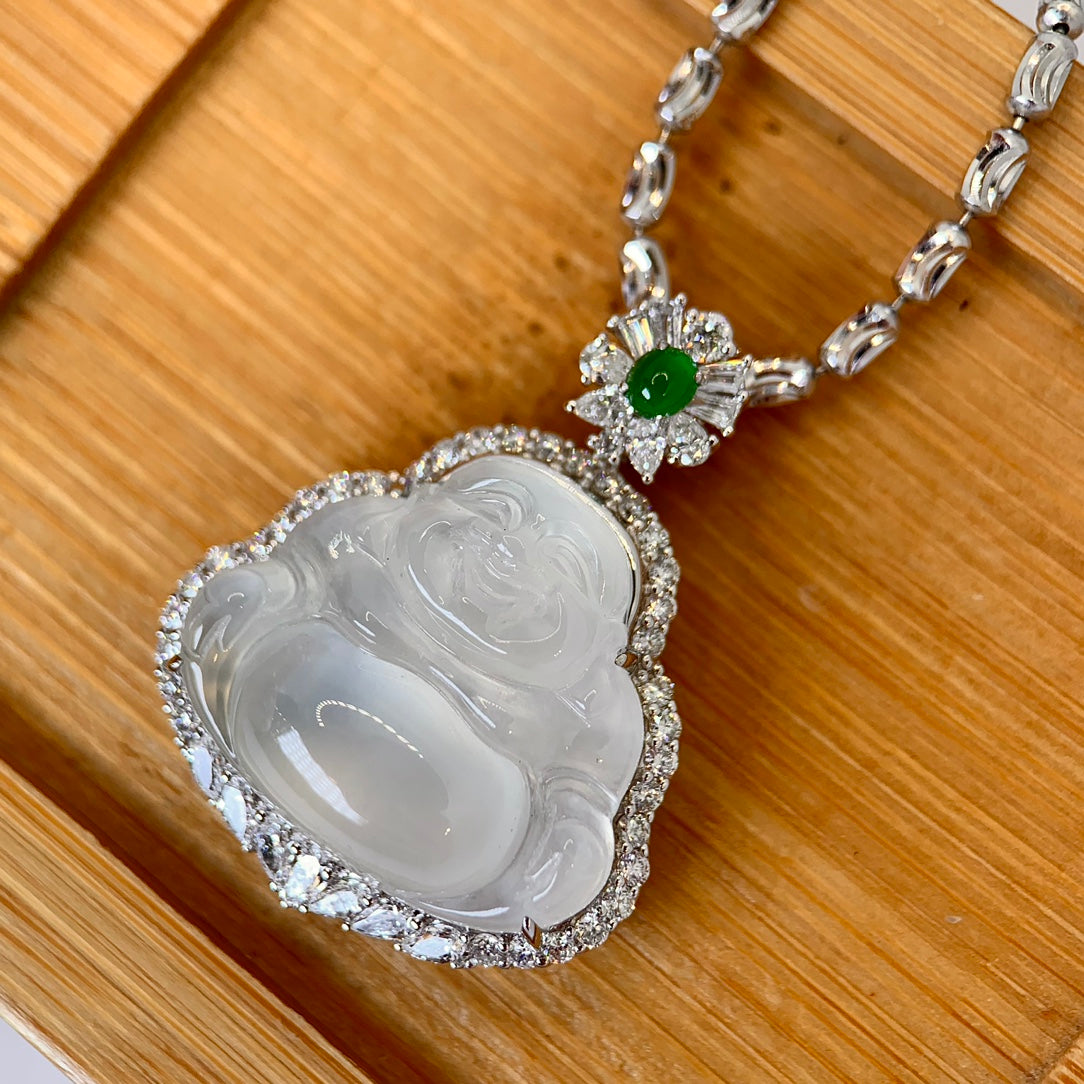 Ice Jade Buddha hängsmycke - utsökt smyckeshantverk