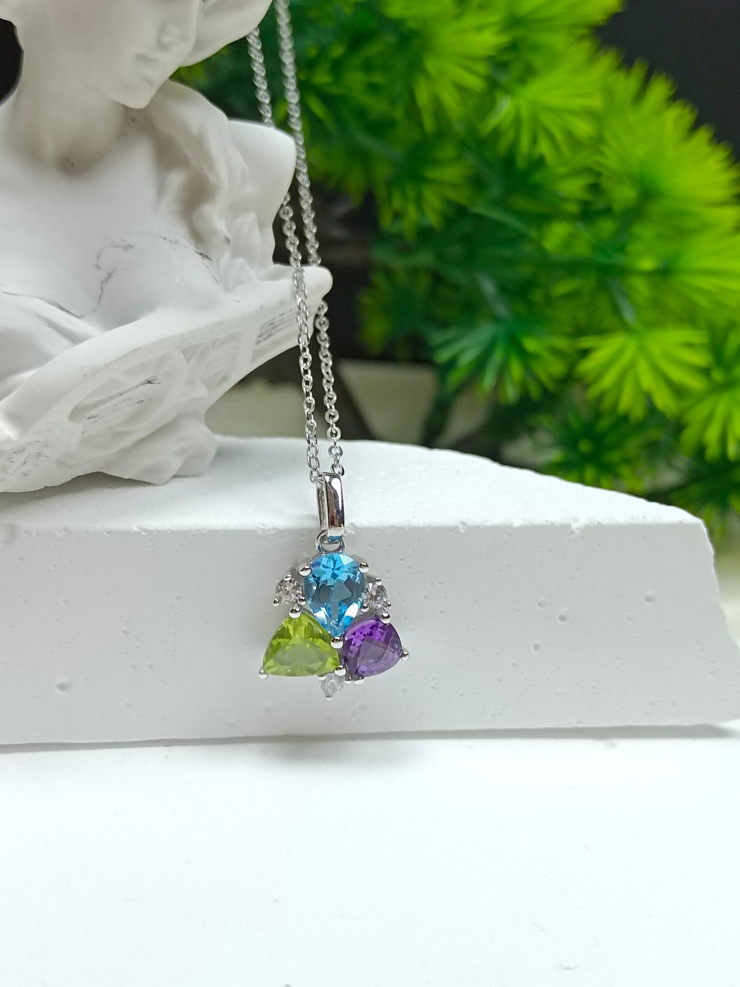 Gioielli in argento sterling S925 con intarsi di ametista, topazio e peridoto