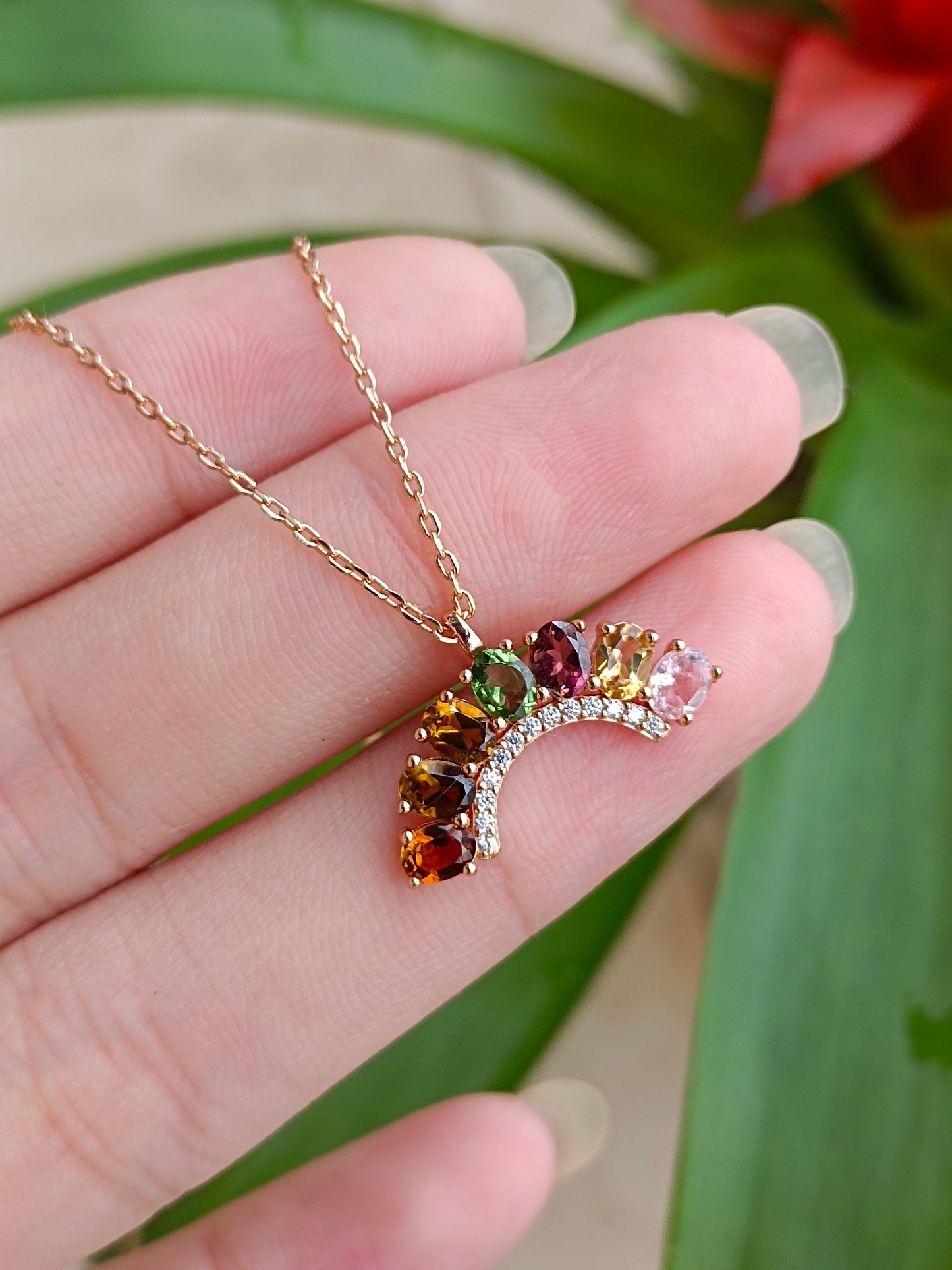 Natural Rainbow Tourmaline Necklace - Unique Jewelry for Summer Fashion
