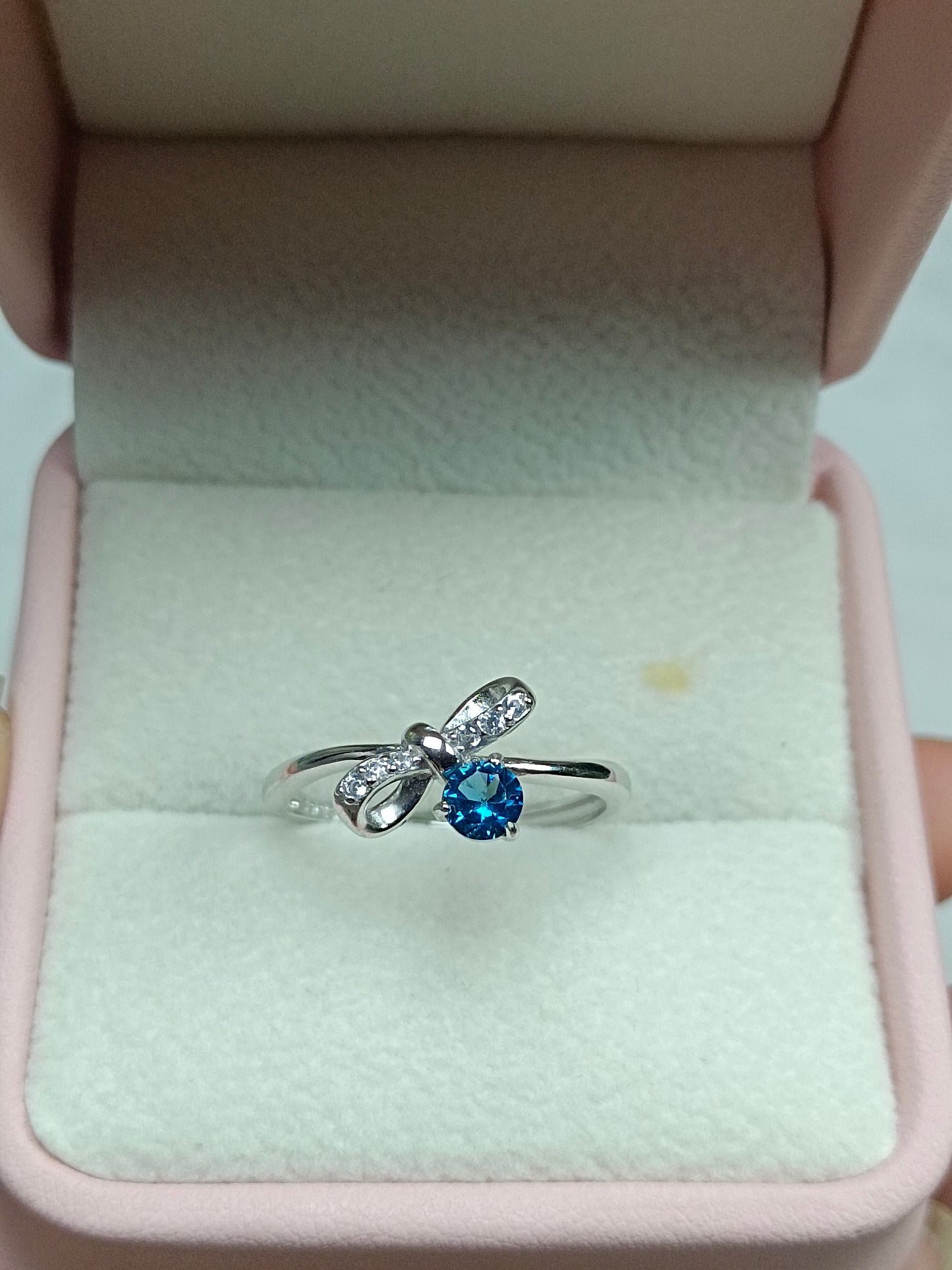 Anello con topazio blu naturale di Londra - Gioielli di elegante danza delle farfalle