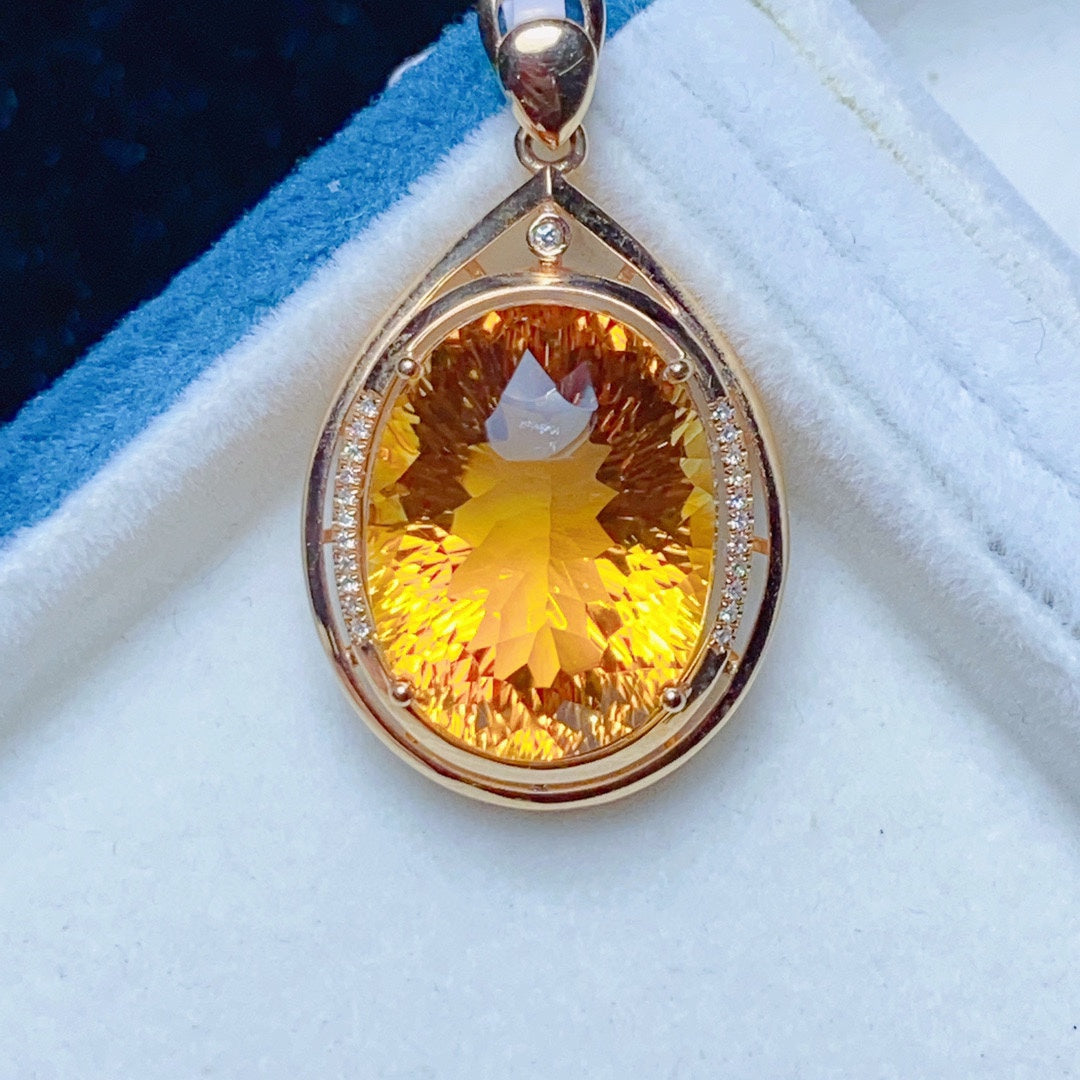 Natural Yellow Citrine Pendant - Exquisite Jewelry Piece