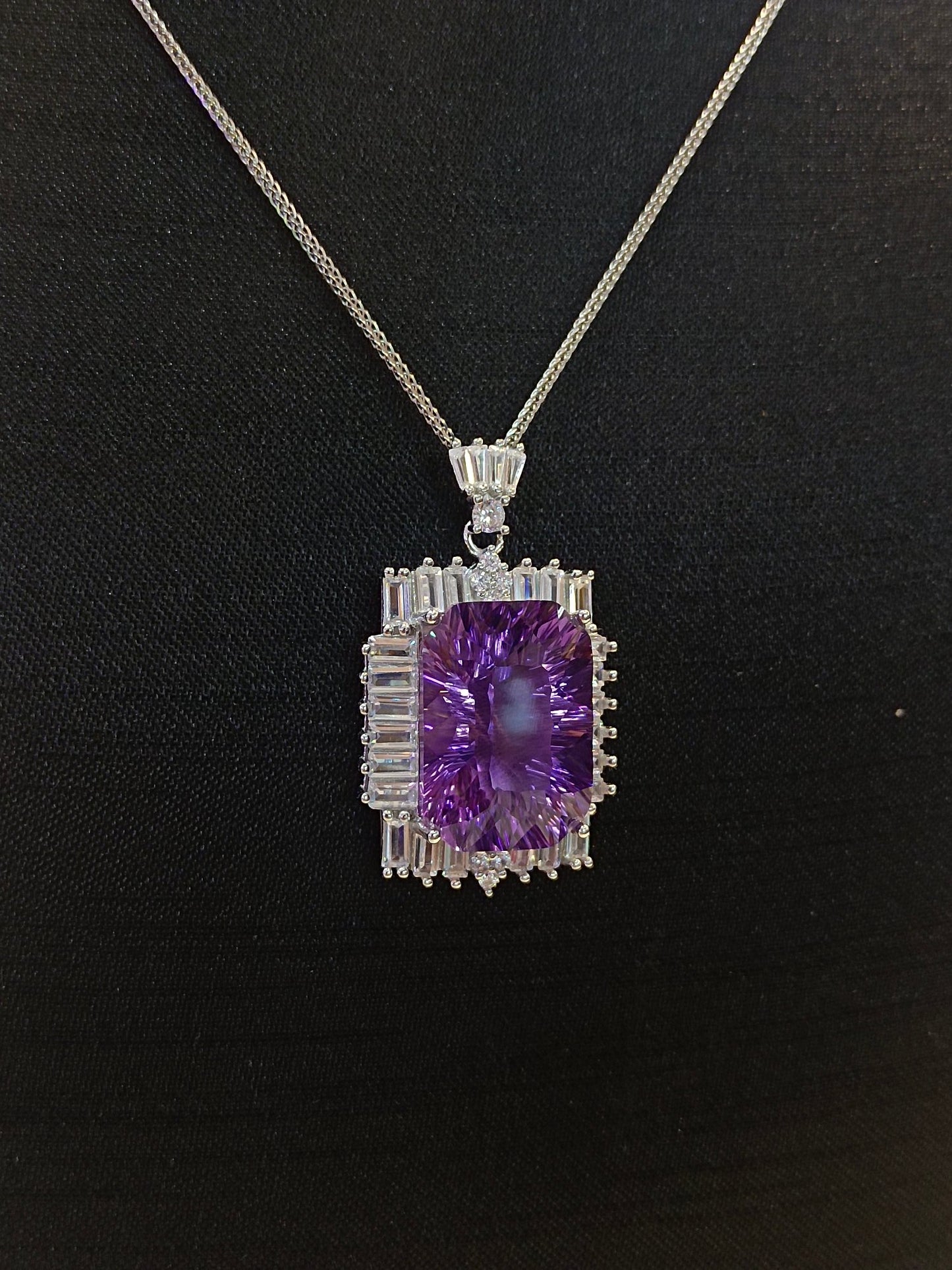 Luxurious Natural Purple Amethyst Square Pendant - Jewelry of Mystery and Elegance