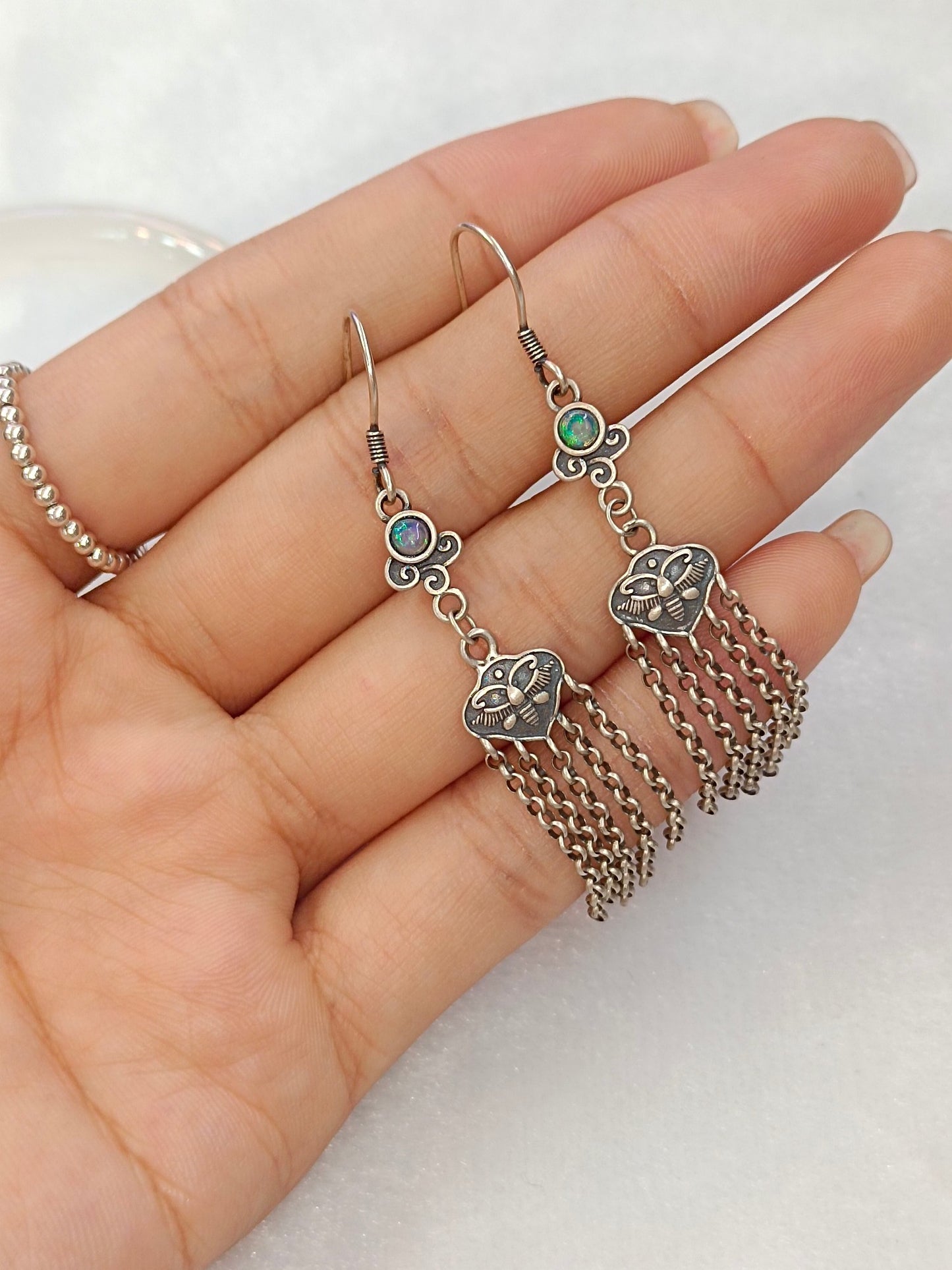 Vintage Starburst Natural Opal Earrings - Chinese Chic Boutique Jewelry