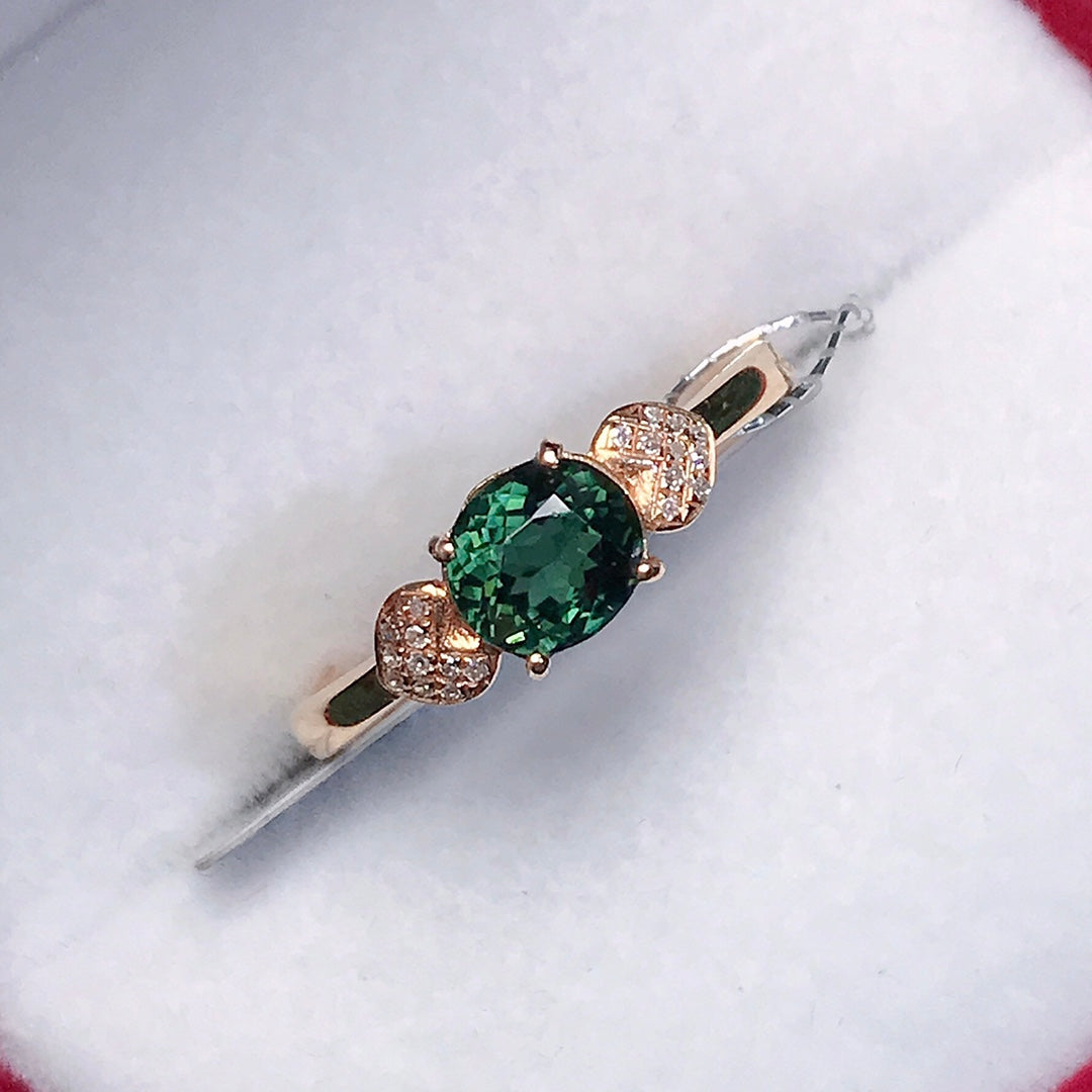 Anillo de Turmalina Natural con Oro de 18K y Diamantes Sudafricanos - Joyería Elegante