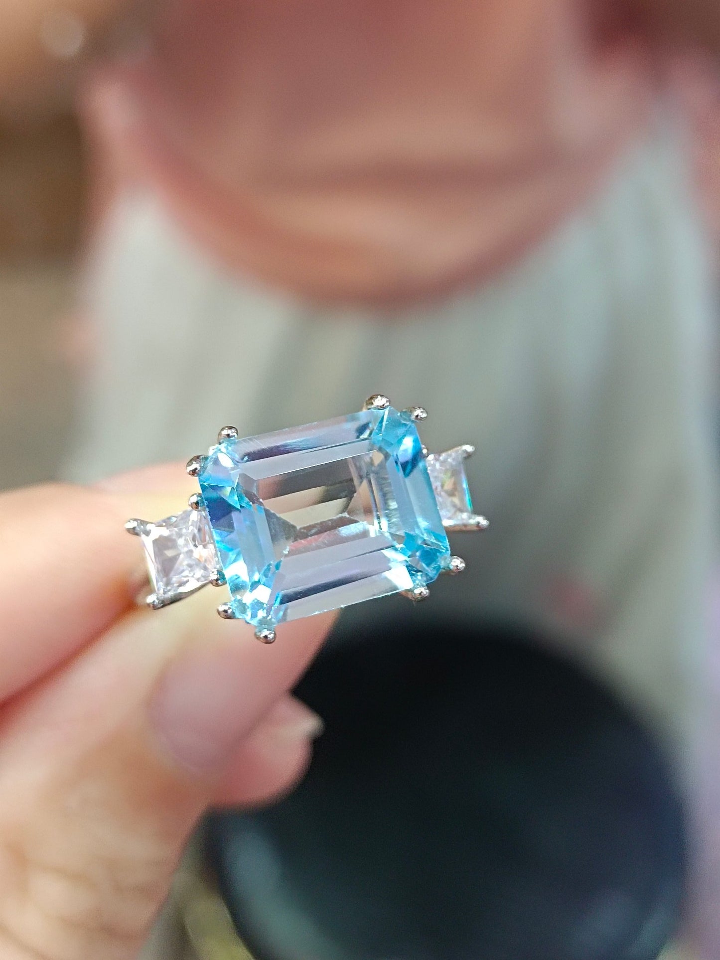 Exquise natuurlijke Topaz grote vierkante ring - unieke sieraden
