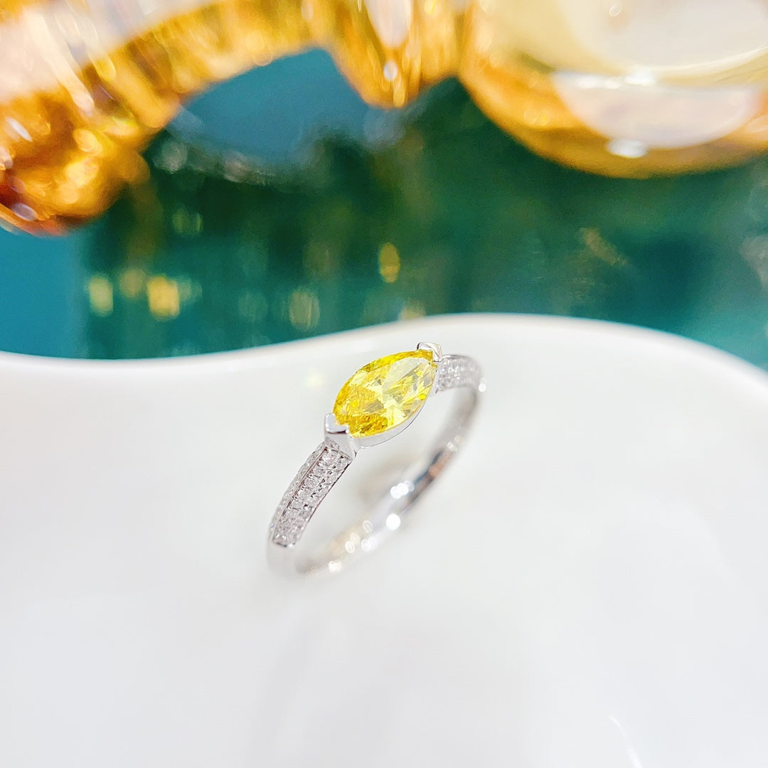 18K gult guld odlad diamant marquise form dubbelarm ring - LGJZ012-Y | Premium smycken