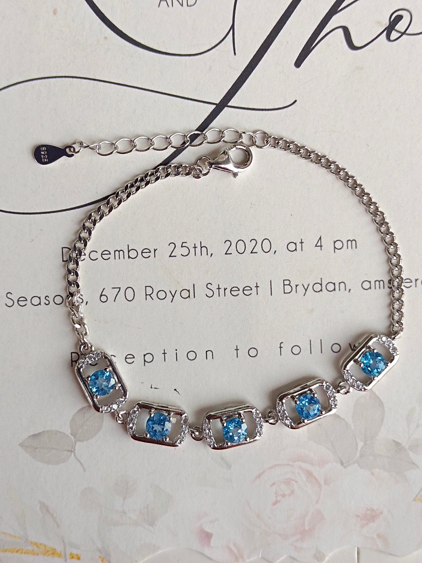 Bracelet exquis en topaze bleue naturelle suisse – Bijoux élégants