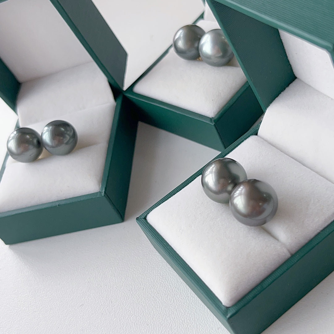 Lustrous 12-13mm Tahitian Pearl Earrings with 18K Gold Large Disk Backs