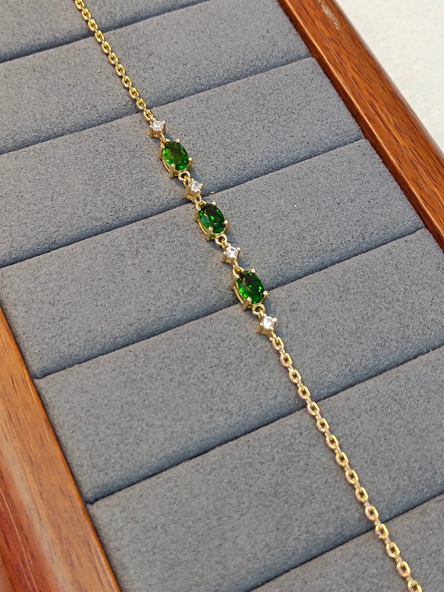 Bracelet diopside intégré en argent S925, bijoux exquis