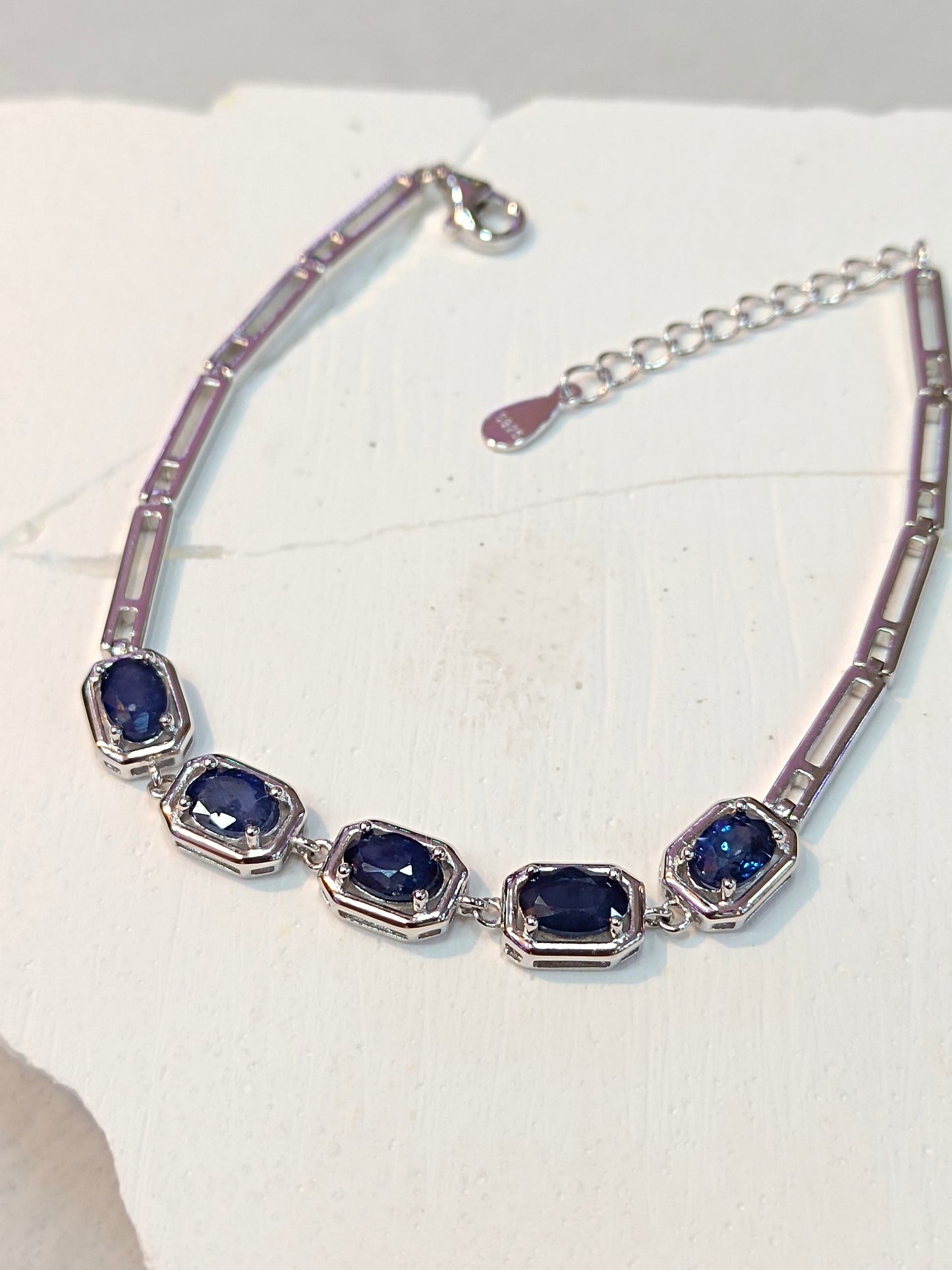 S925 zilveren fijn vervaardigde saffierarmband - elegante sieraden