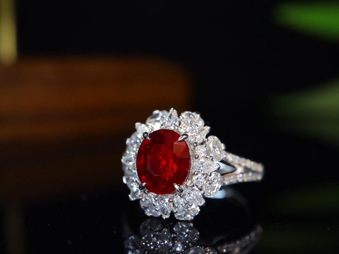 Premium Duivenbloed Ruby Ring - 3.0ct Sieraden Edelsteen