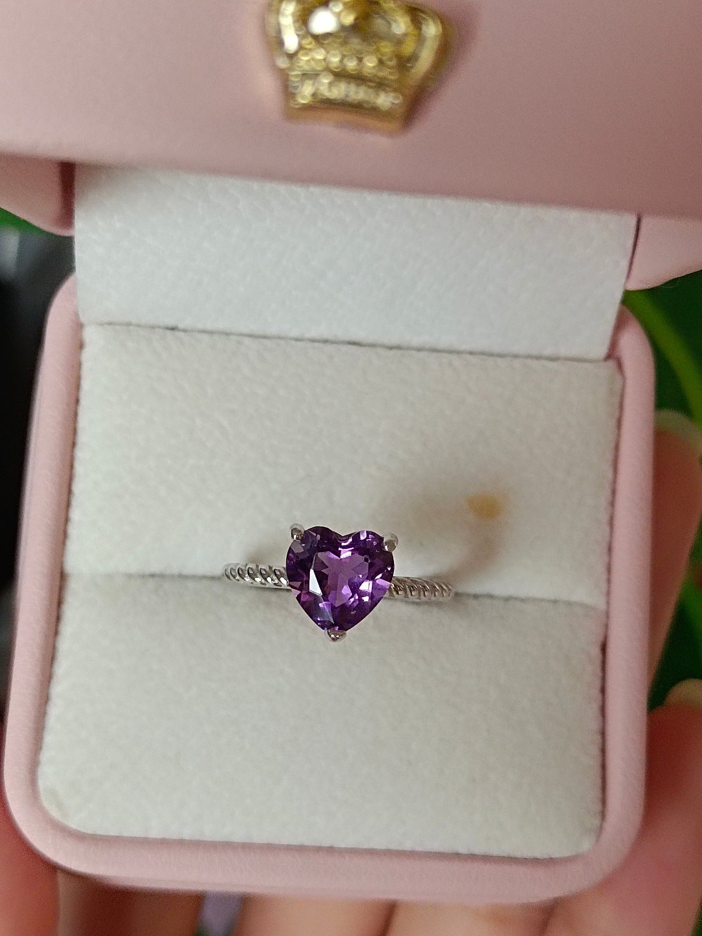 Mystic Purple Heart Ring - Naturlig ametyst smykker