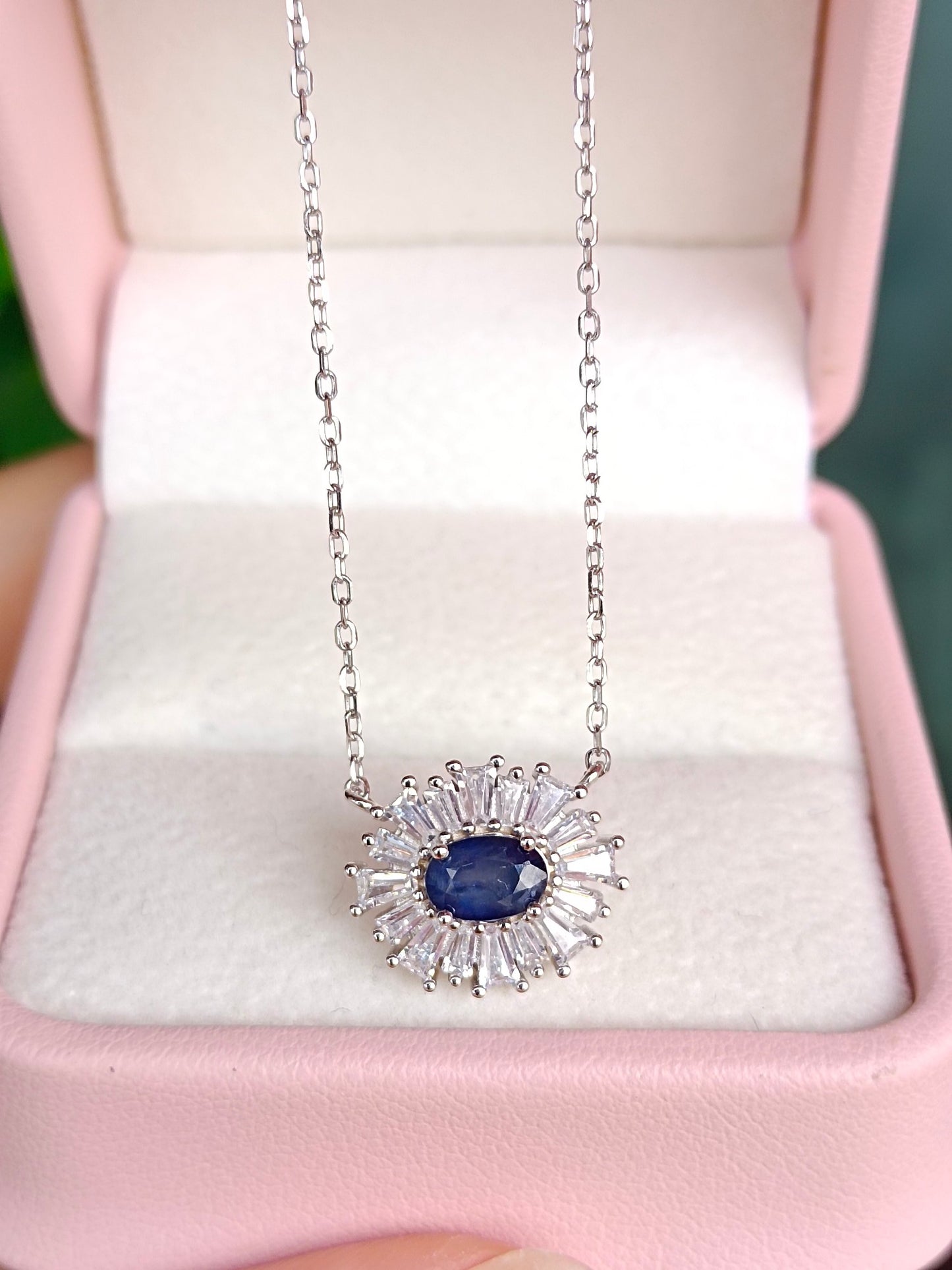 Pendentif mauvais œil en saphir naturel exquis - Bijoux fabriqués à la main