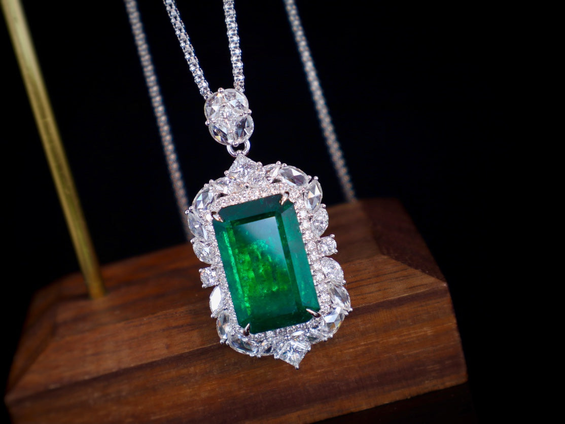 Emerald Pendant Jewelry - Magnificent 12.68ct Muzo Vivid Green Emerald