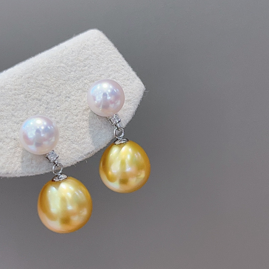 Bijoux exquis en or de thé et perles d'Akoya