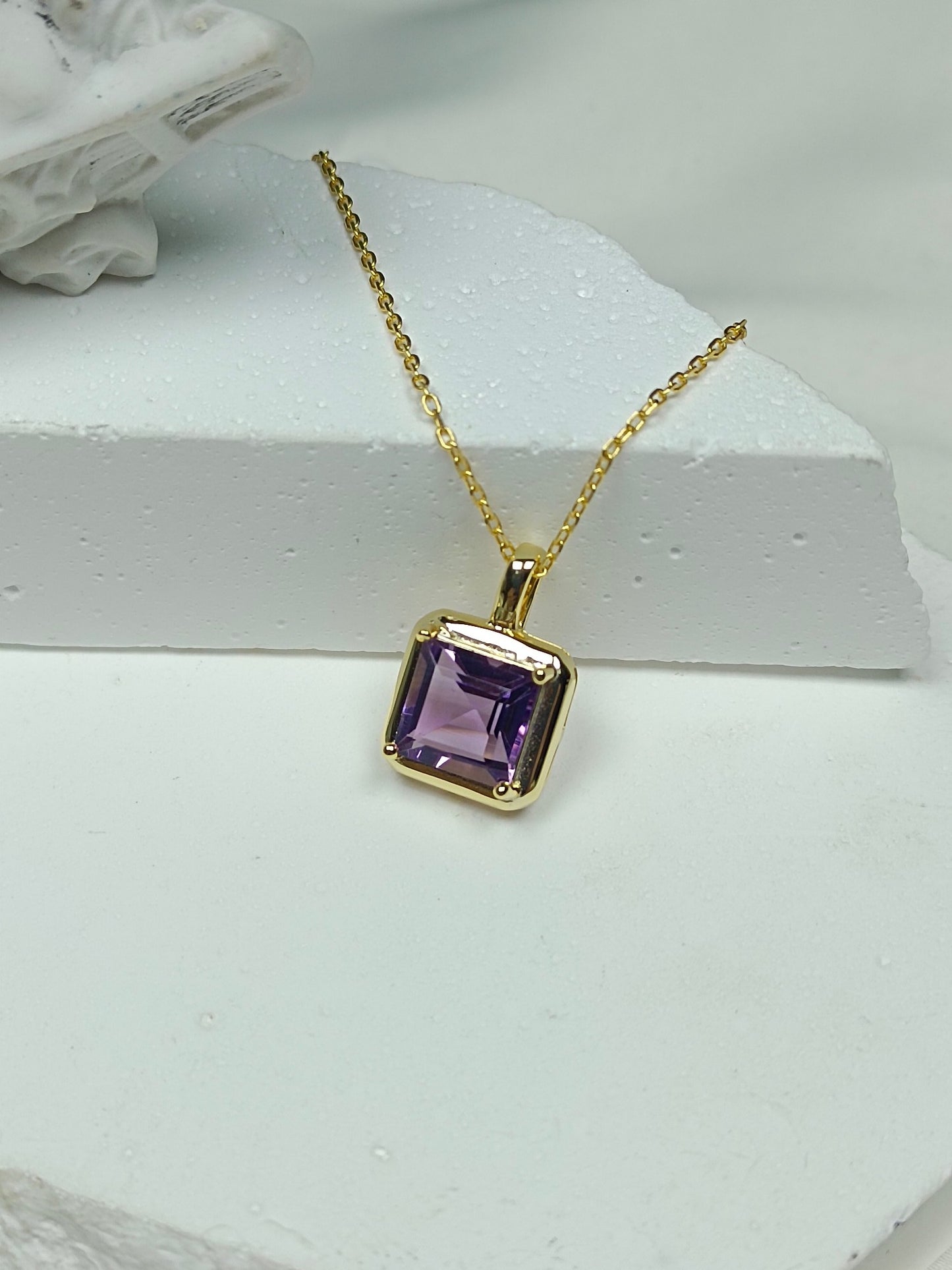 Squisiti gioielli con ciondolo in argento con ametista S925