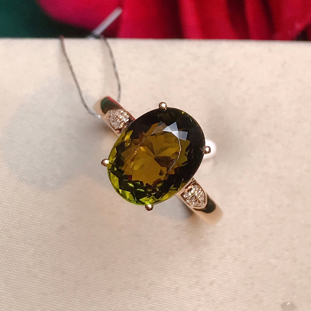 Natürlicher Turmalinring mit Akzenten aus 18 Karat und südafrikanischen Diamanten – einzigartiger Schmuck