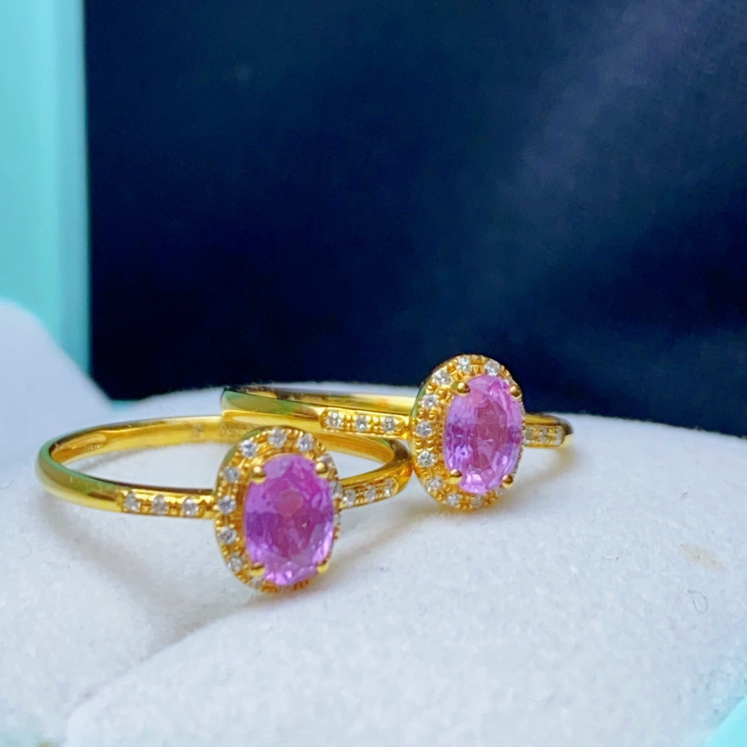Natural Pink Sapphire Ring - Elegant 18k Gold Jewelry