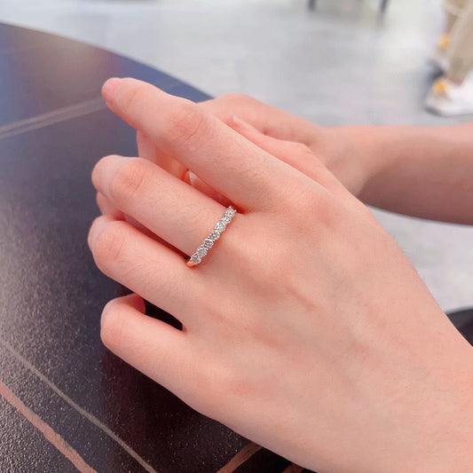 9K Cultured Diamond Seven-Stone Row Ring - Elegant Jewelry Choice