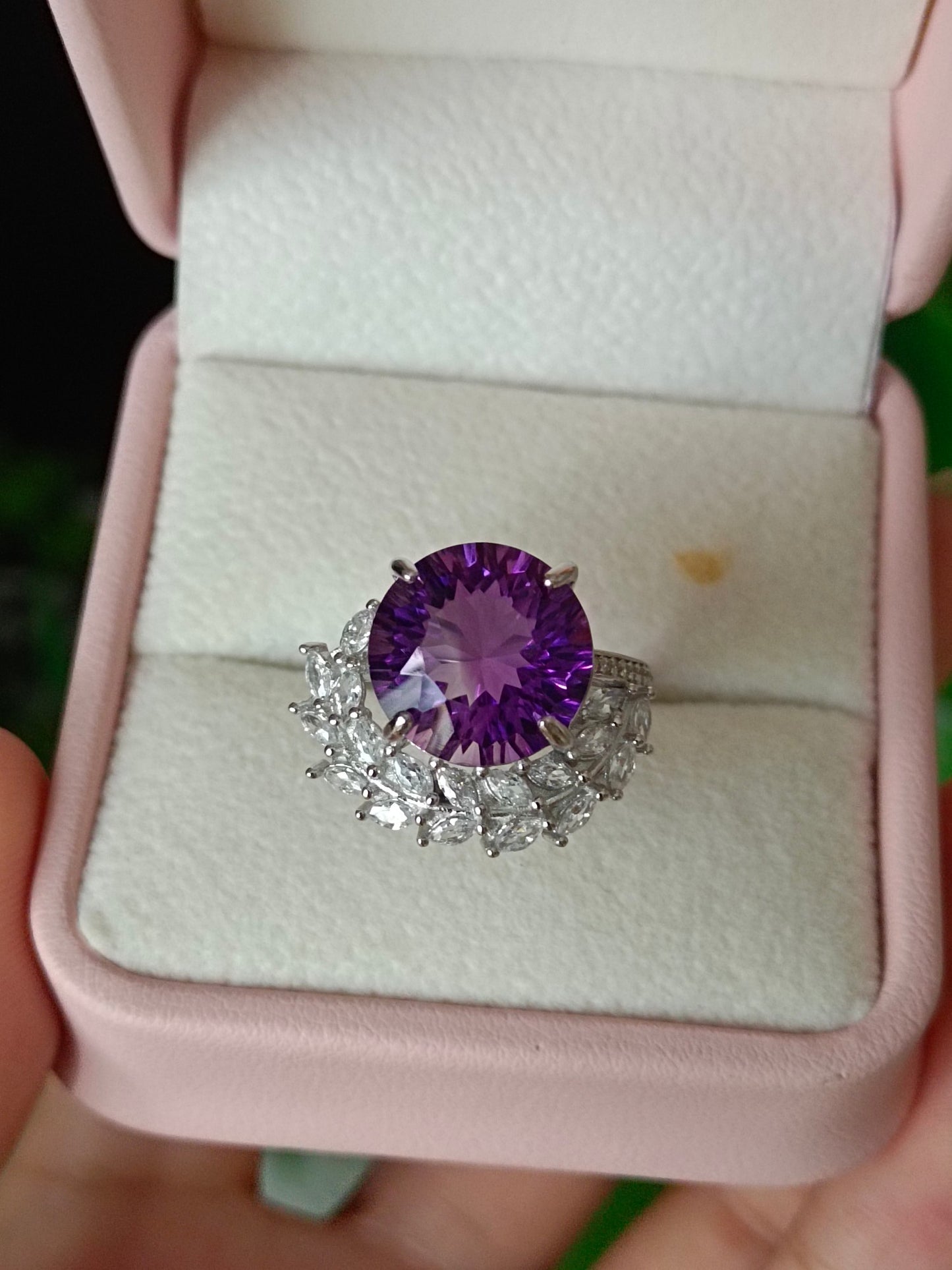 Natürlicher Amethyst-Weizen-Spike-Ring – exquisiter Schmuck für Eleganz und Wohlstand