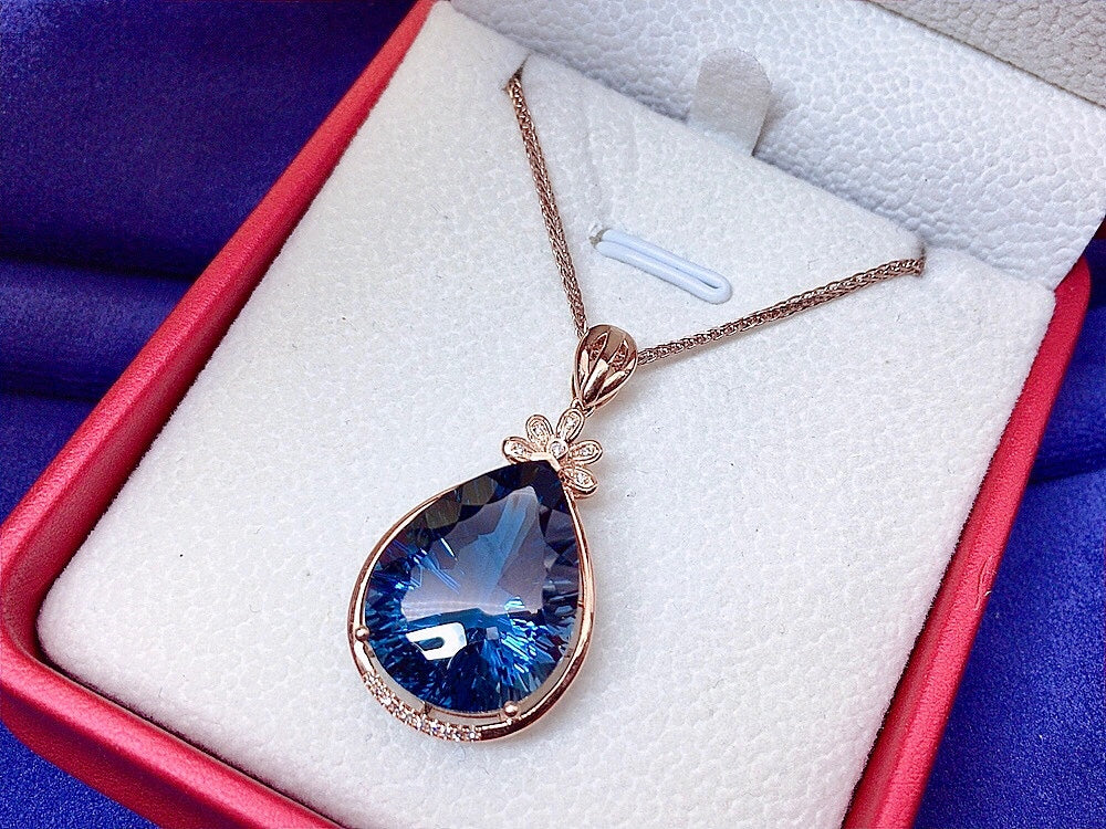 Mystic London Blue Topaz Pendant - Exquisite Jewelry