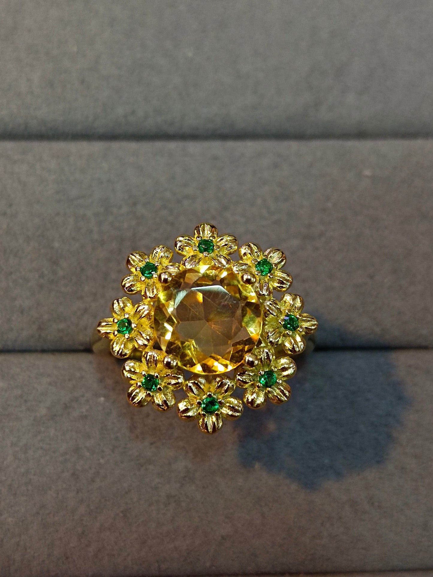 Anello in argento sterling S925 con fiocco di neve in cristallo giallo - Gioielli squisiti