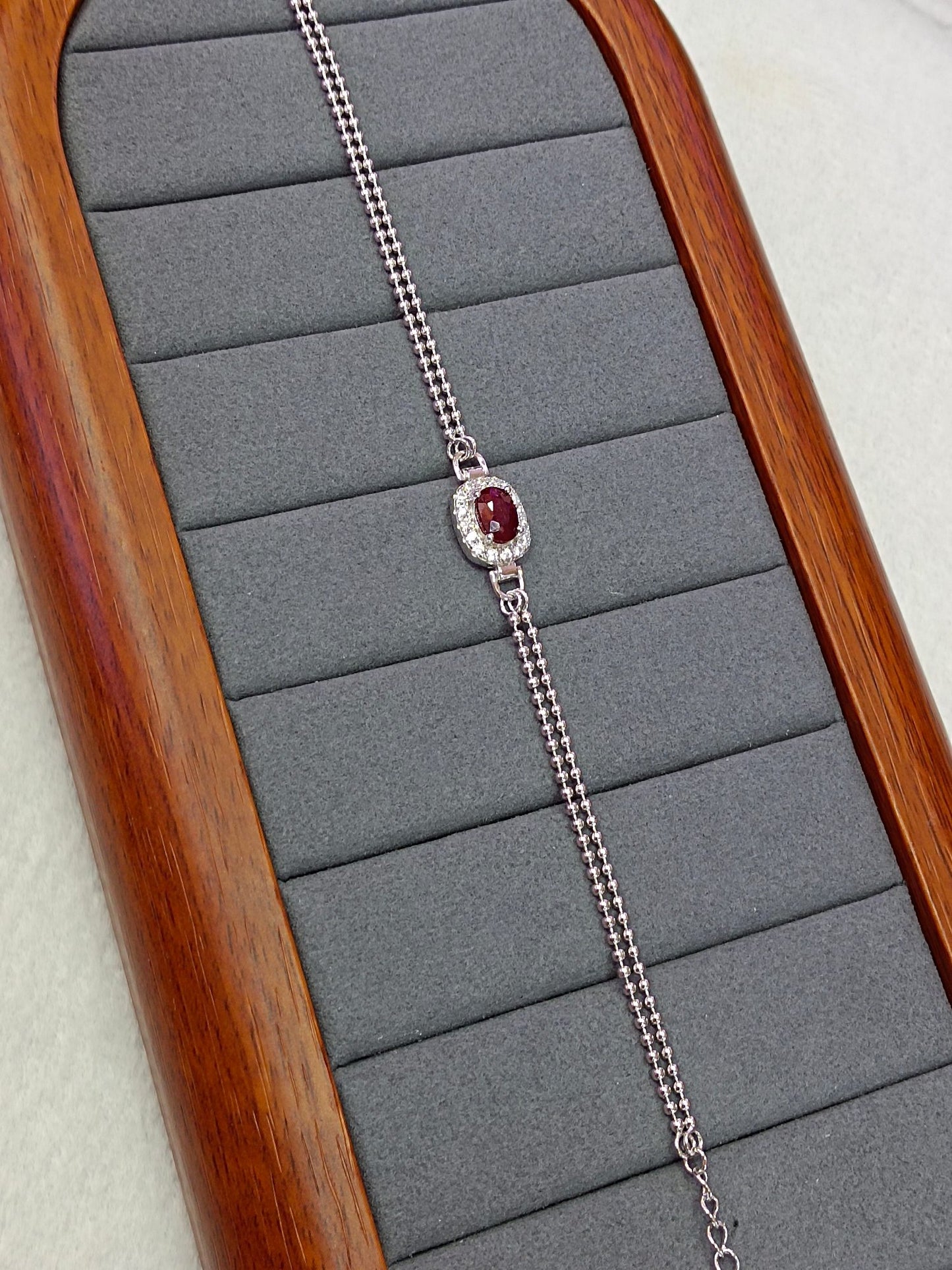 Exquisite S925 Silver Jewelry with Ruby Embedded Bracelet