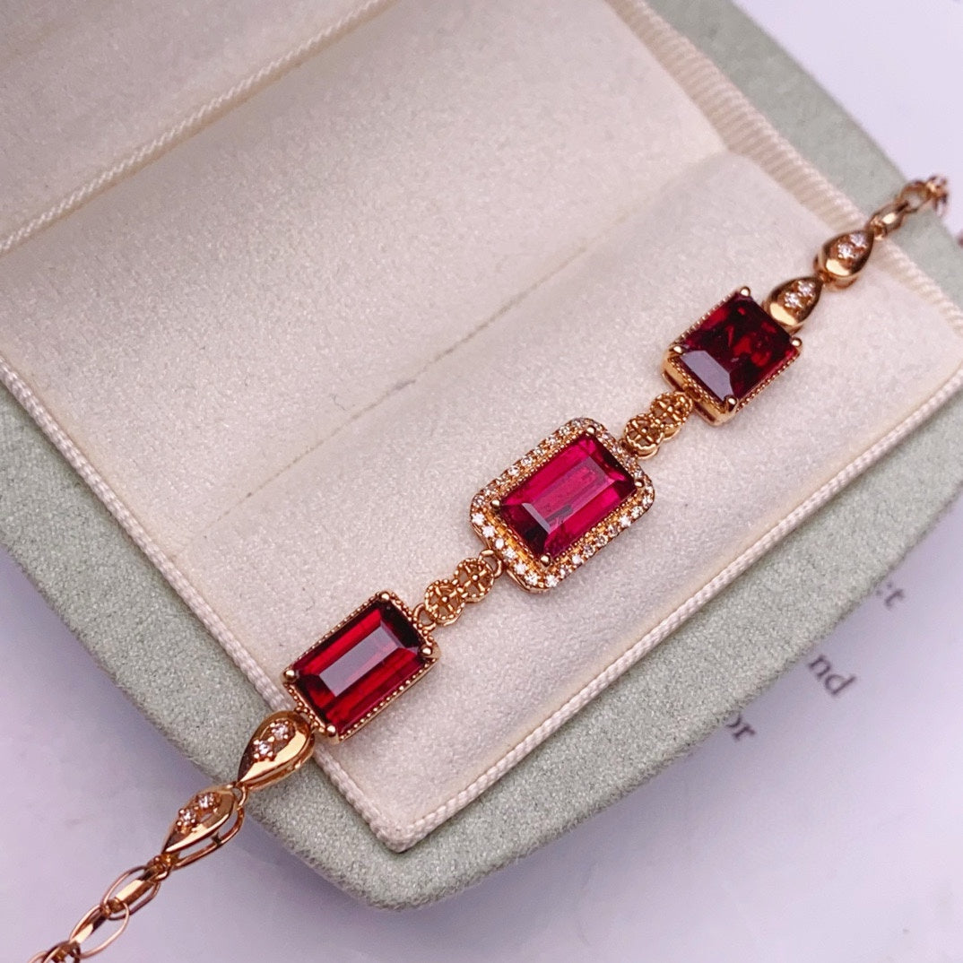 Elegant 8K Gold and Diamond-Encrusted Tourmaline Bracelet - Jewelry for Daily Wear