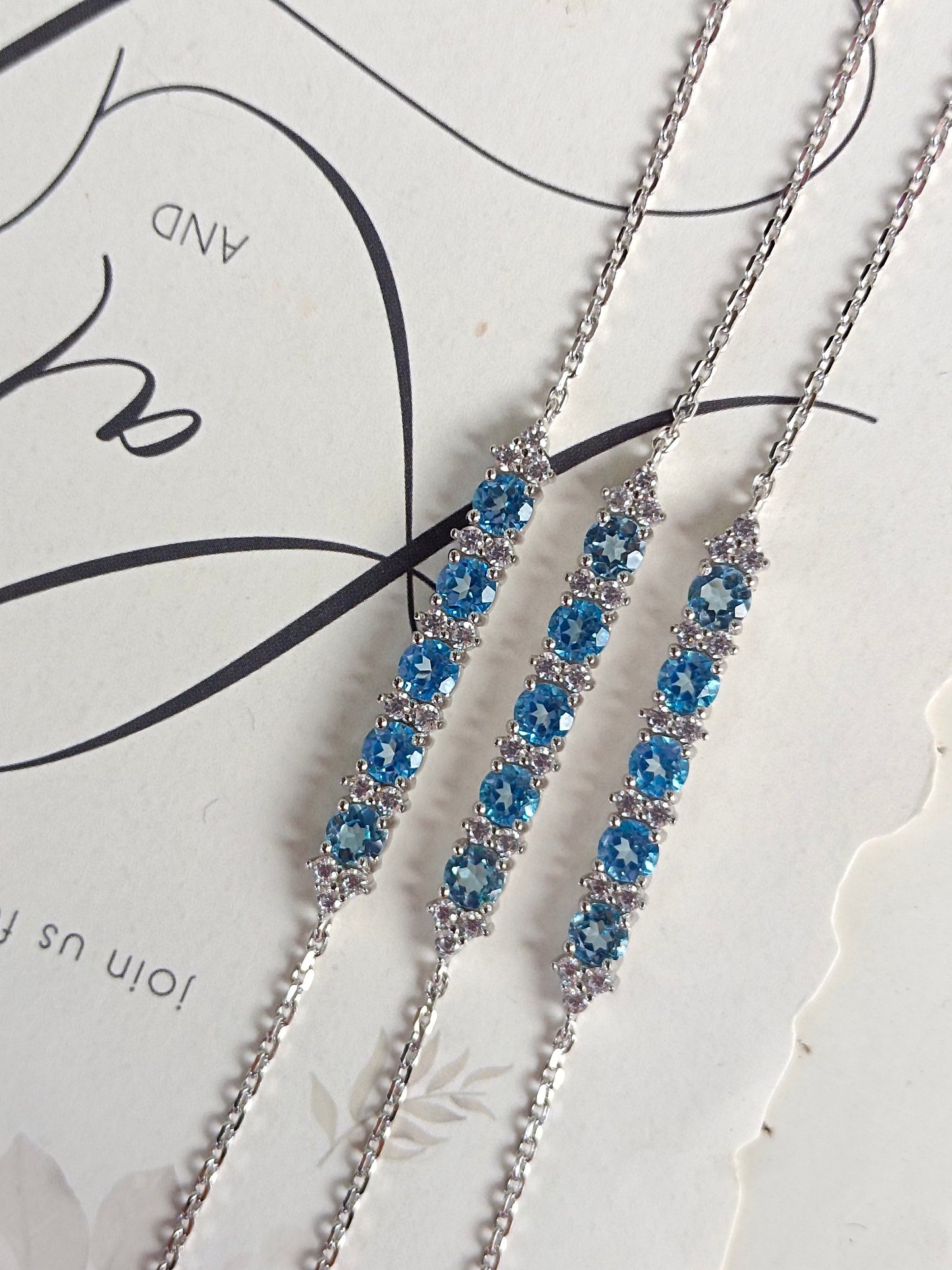 Brățară de bijuterii cu topaz albastru elvețian natural