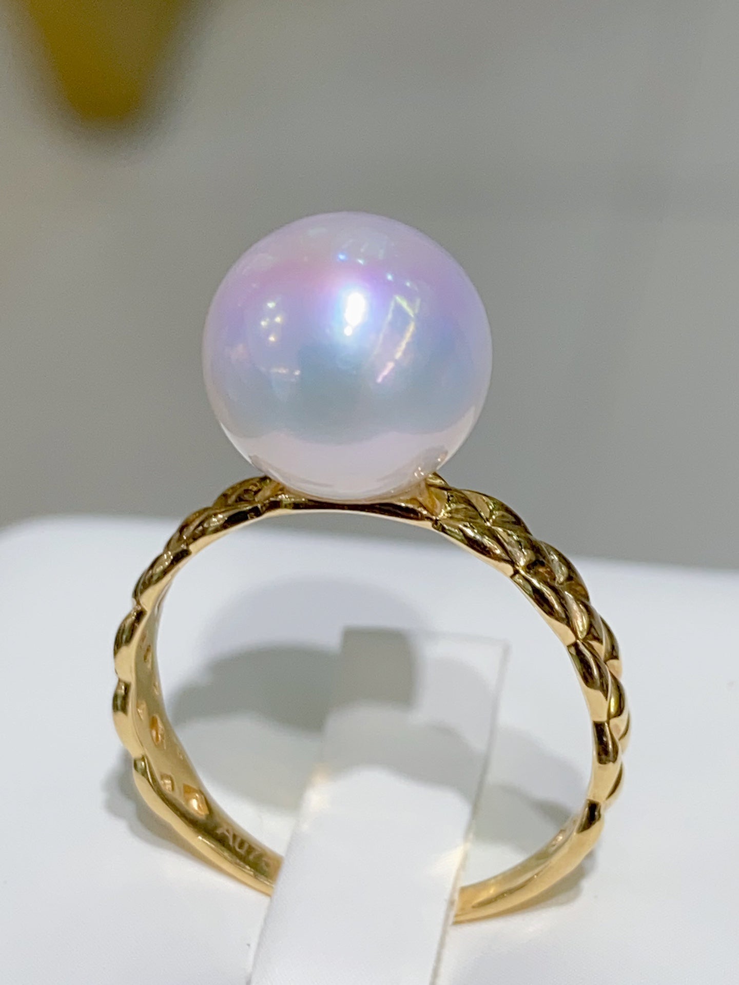 18K 金鑲嵌 9-10 毫米極光愛迪生珍珠首飾