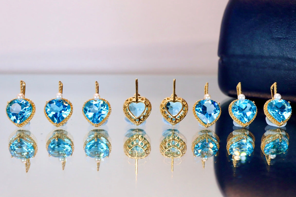 Liontin Perhiasan Topaz Alami Elegan dengan Penyematan Emas 18K