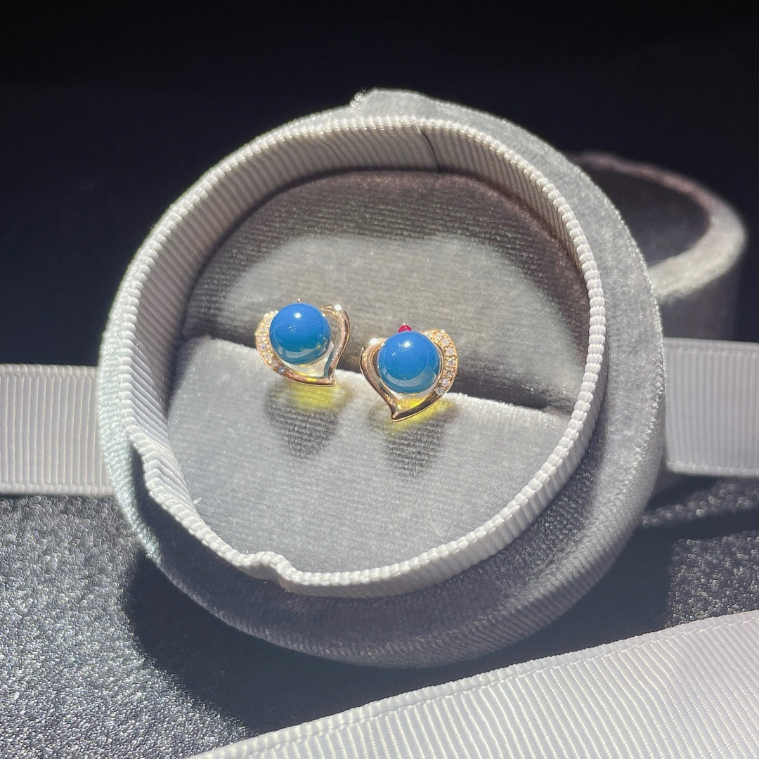 Unleash Your Aura with 18K Gold Embedded Dominican Blue Amber Earrings - Jewelry for the Unique You