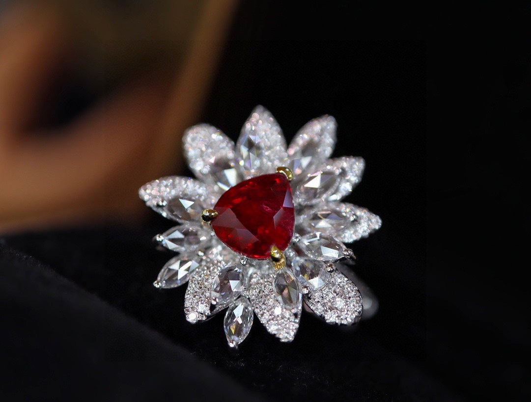 Cincin Delima Tidak Dipanaskan Indah - Barang Kemas Merah Darah Merpati