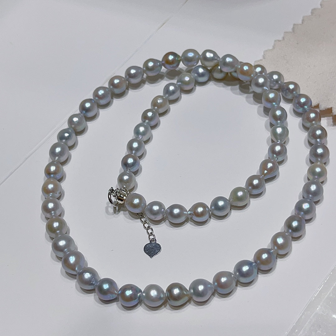 5-6mm Gray Akoya Pearl Jewelry with 18K Gold Adjustable Clasp